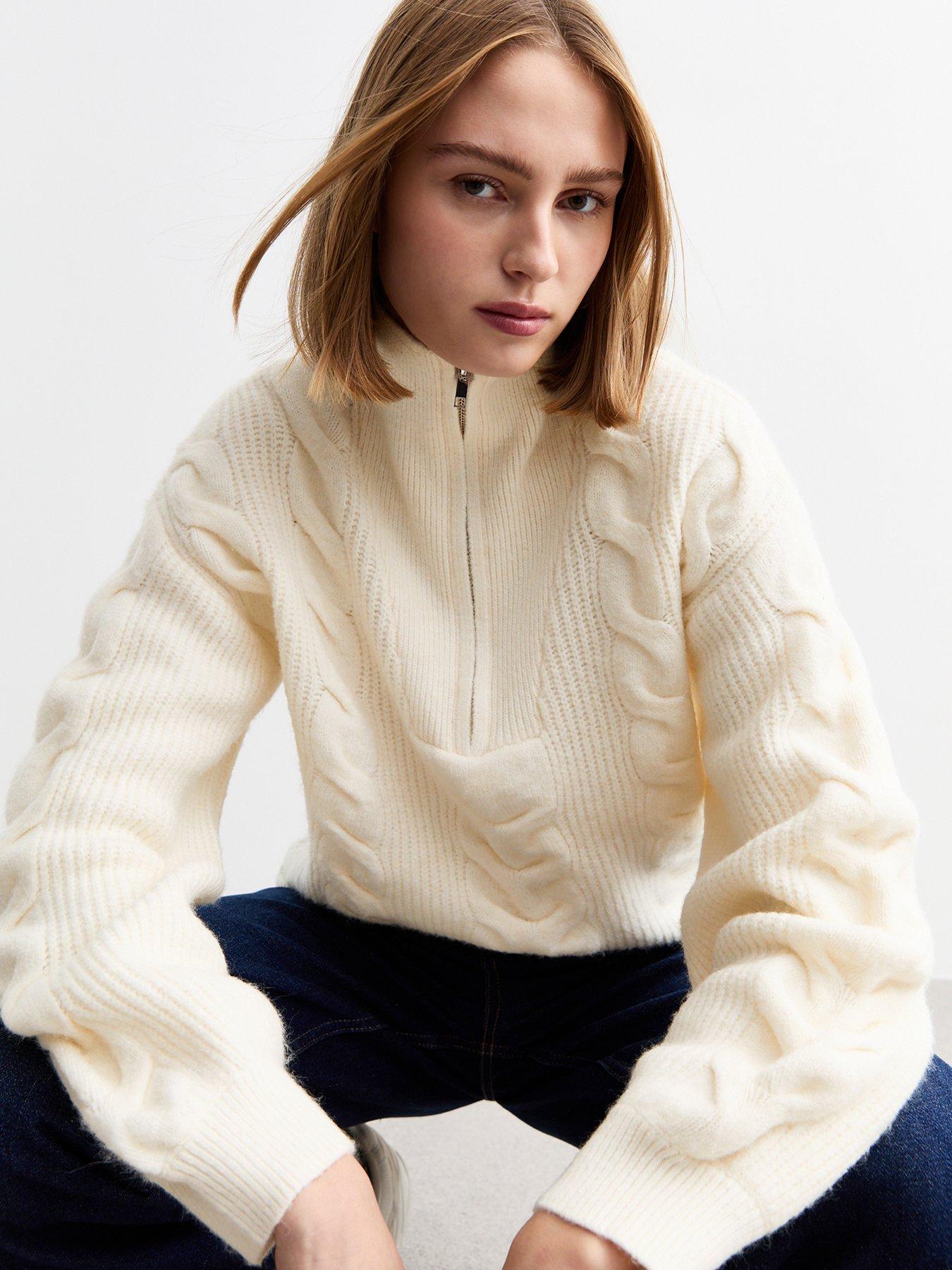 new-look-cable-knit-half-zip-jumper-creamoutfit