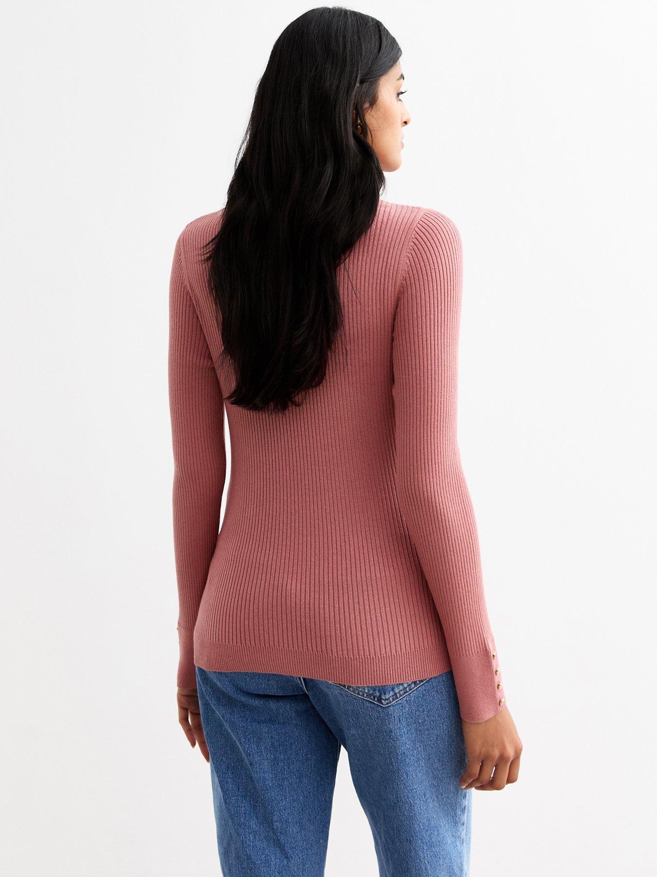 new-look-ribbed-buttoned-cuff-jumper-pinkstillFront