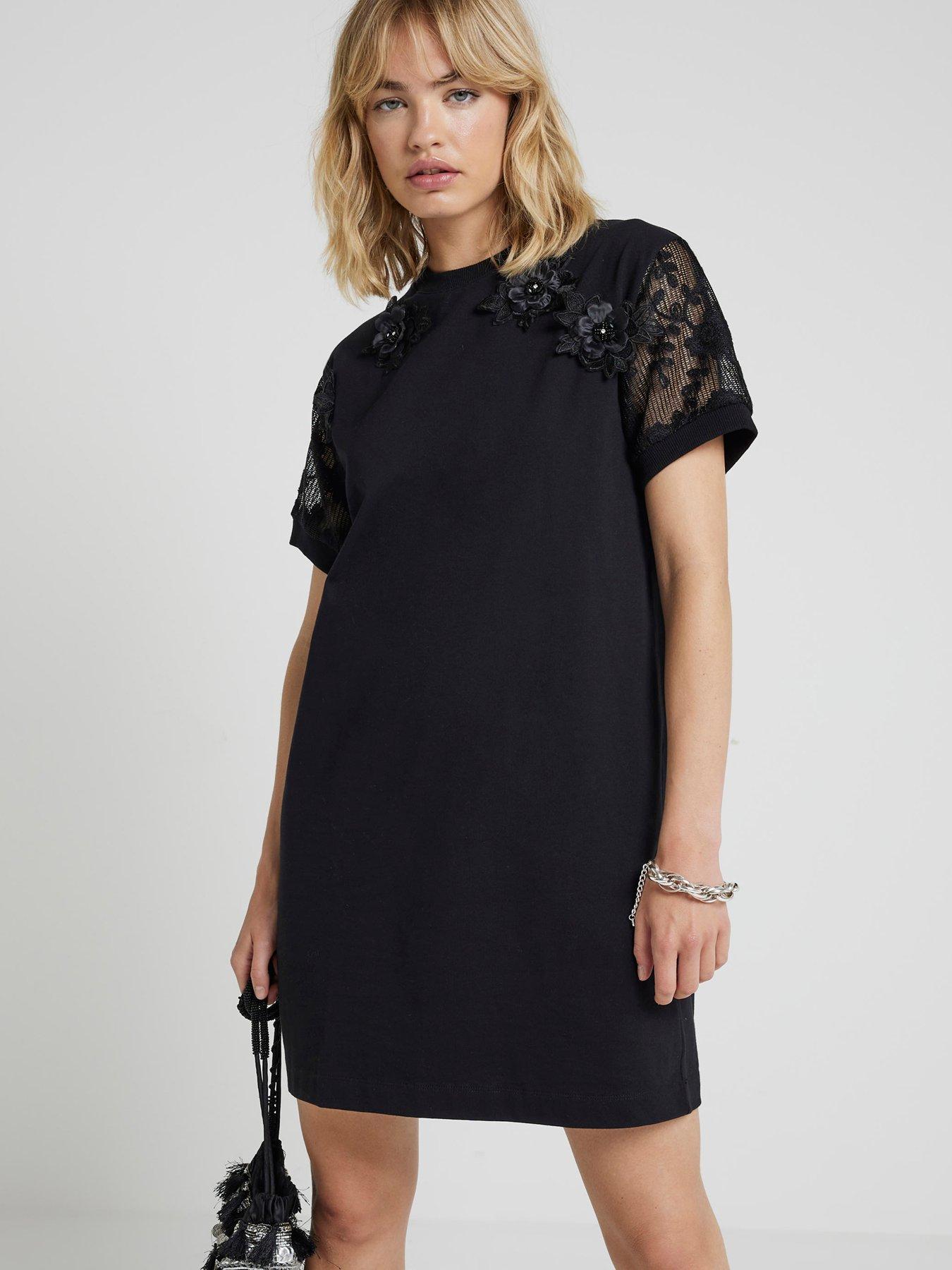 river-island-flower-lace-hybrid-dress-black