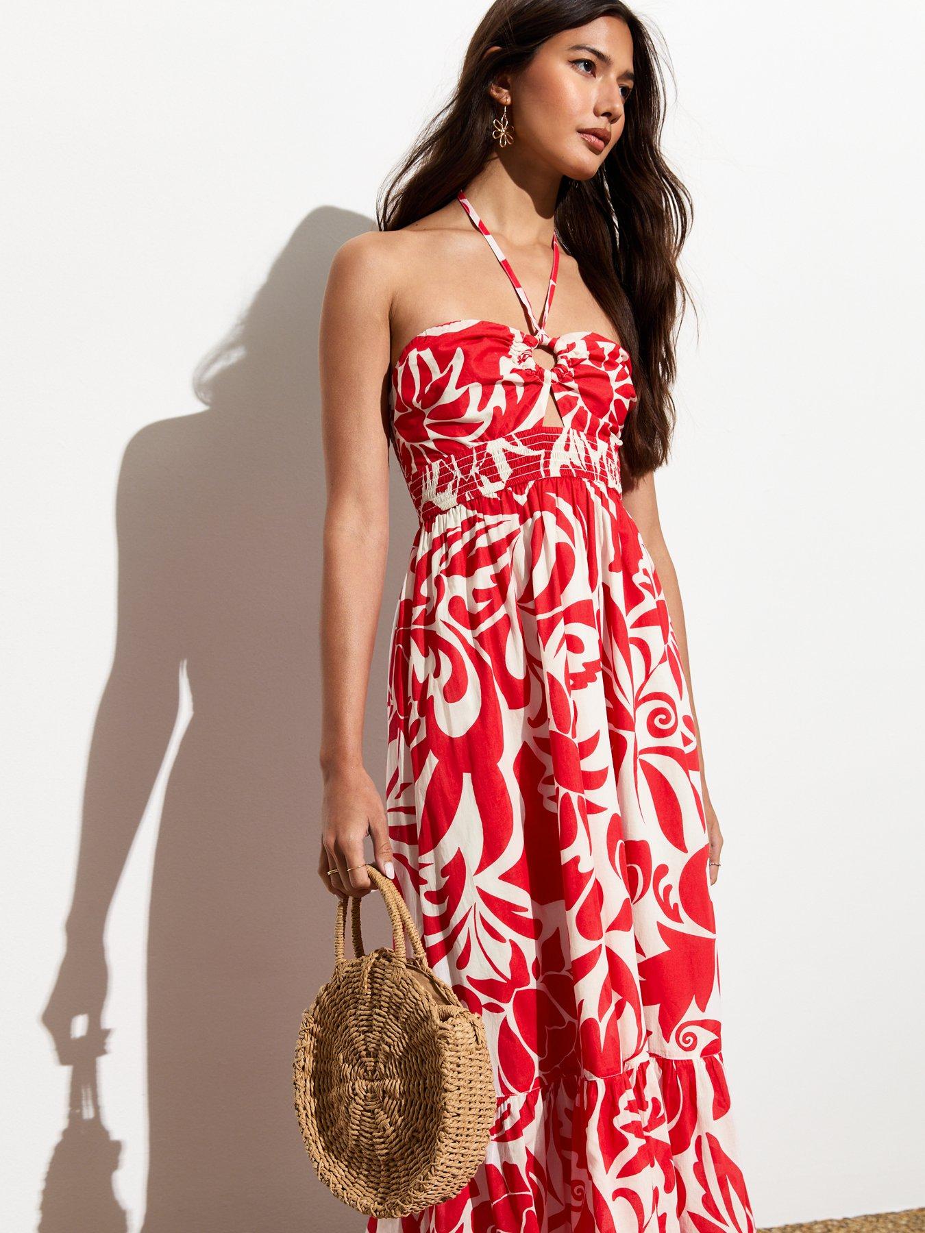 new-look-red-abstract-floral-shirred-halter-neck-midi-dressback