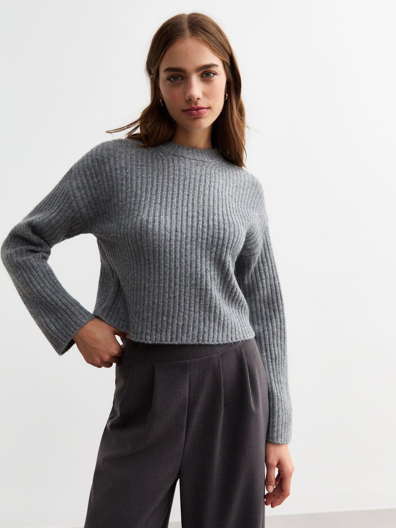 new-look-ribbed-knit-crew-neck-jumper-grey