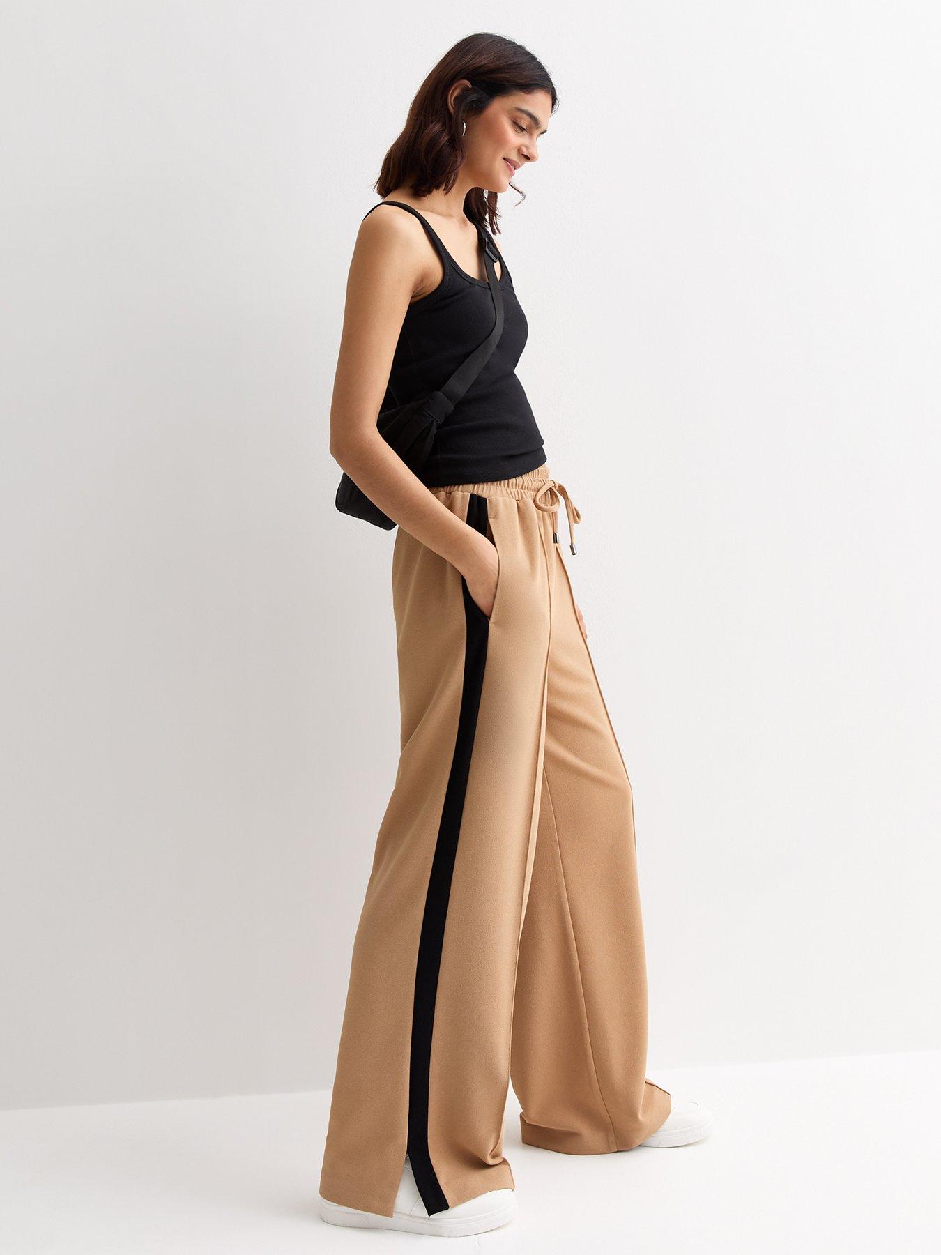 new-look-camel-tailored-elasticated-wide-leg-trousers