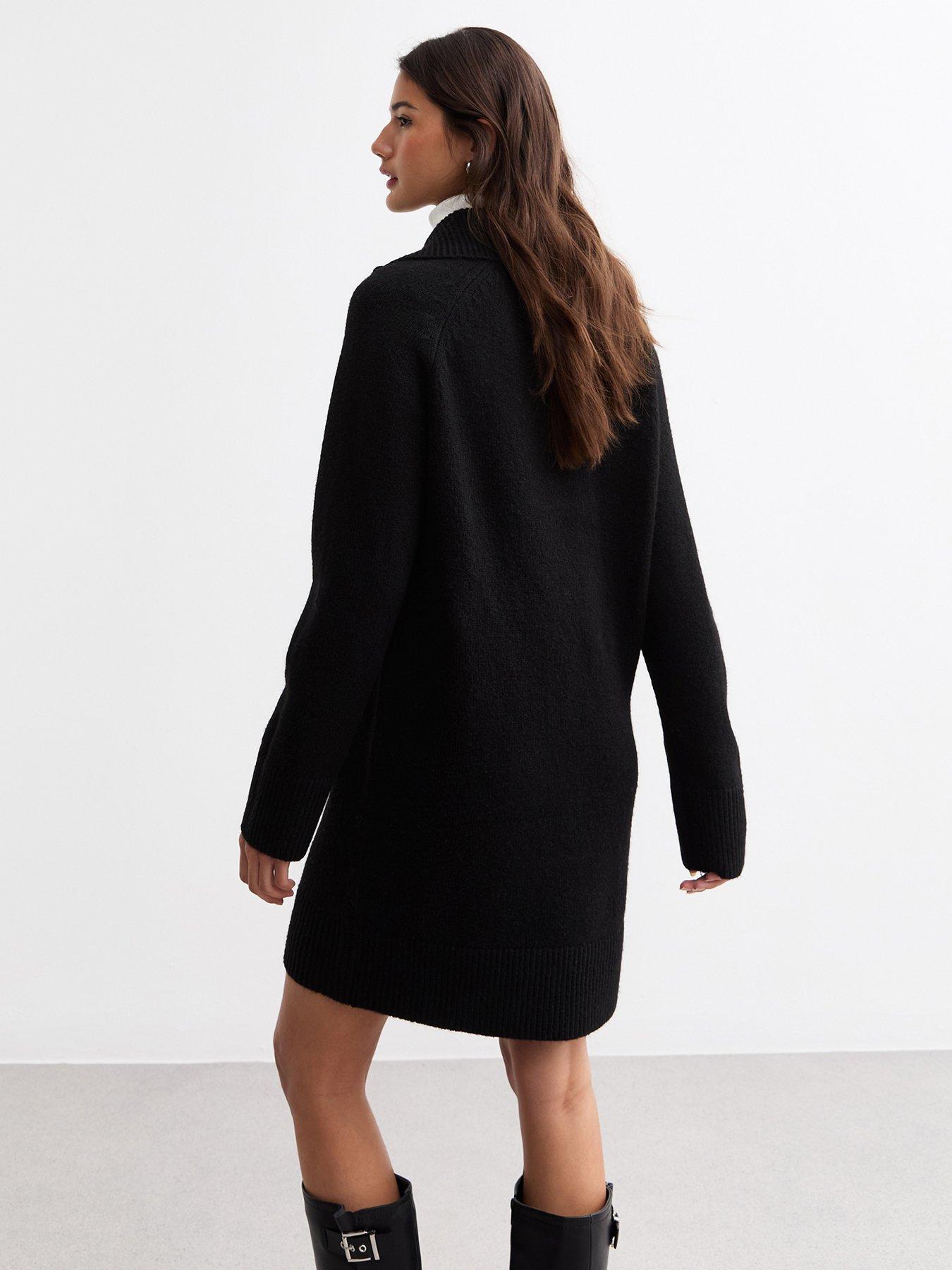 new-look-knitted-half-zip-mini-jumper-dress-blackstillFront