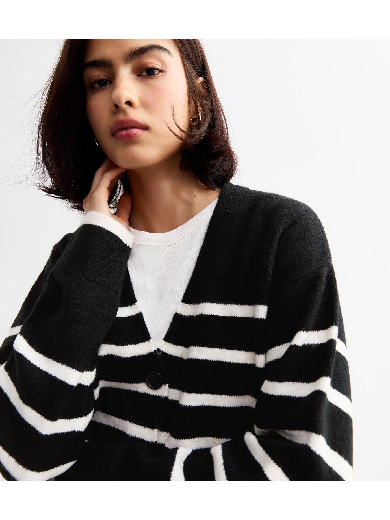 new-look-striped-button-up-knitted-cardigan-blackoutfit