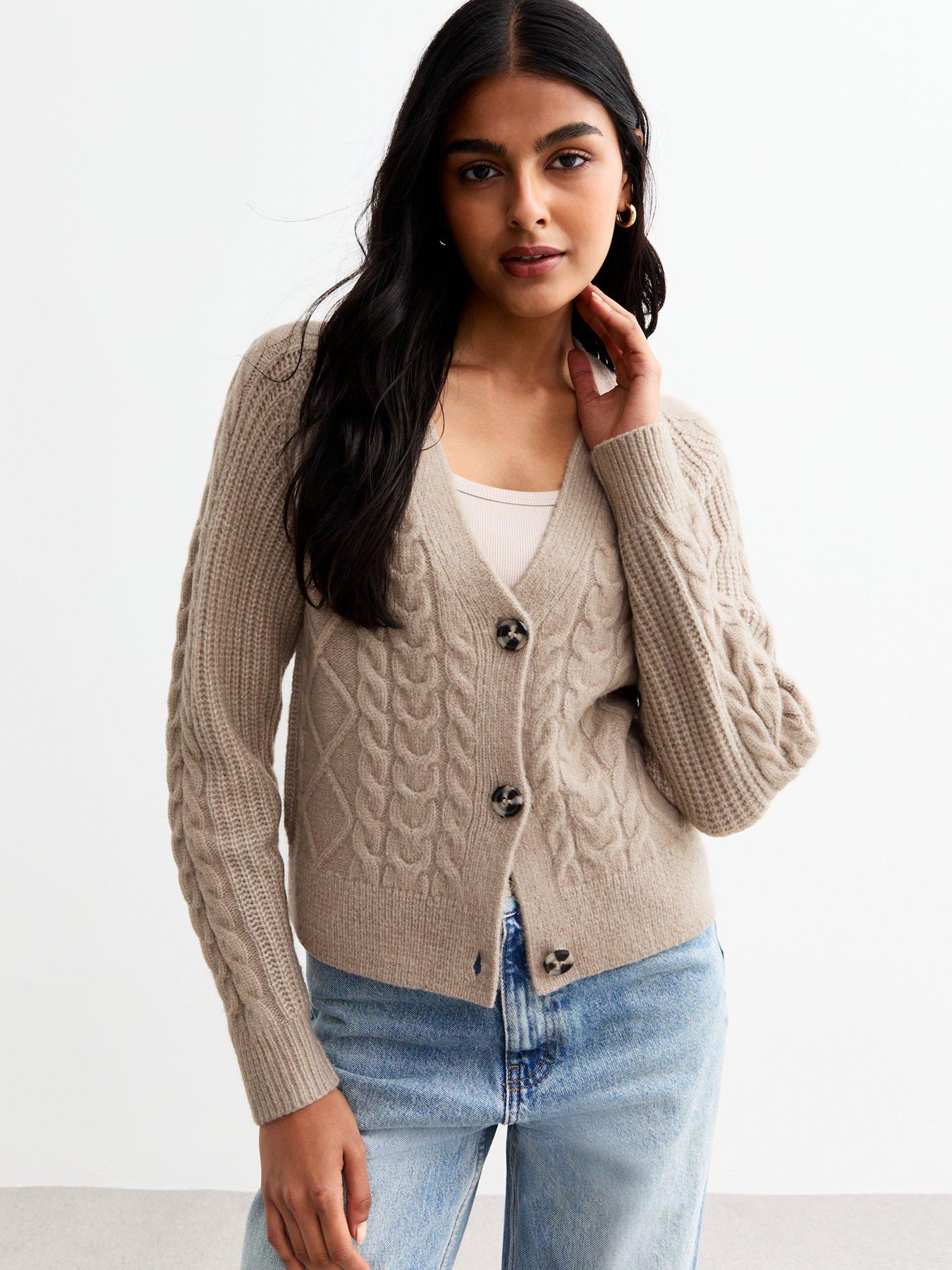 new-look-cable-knit-cardigan-brown