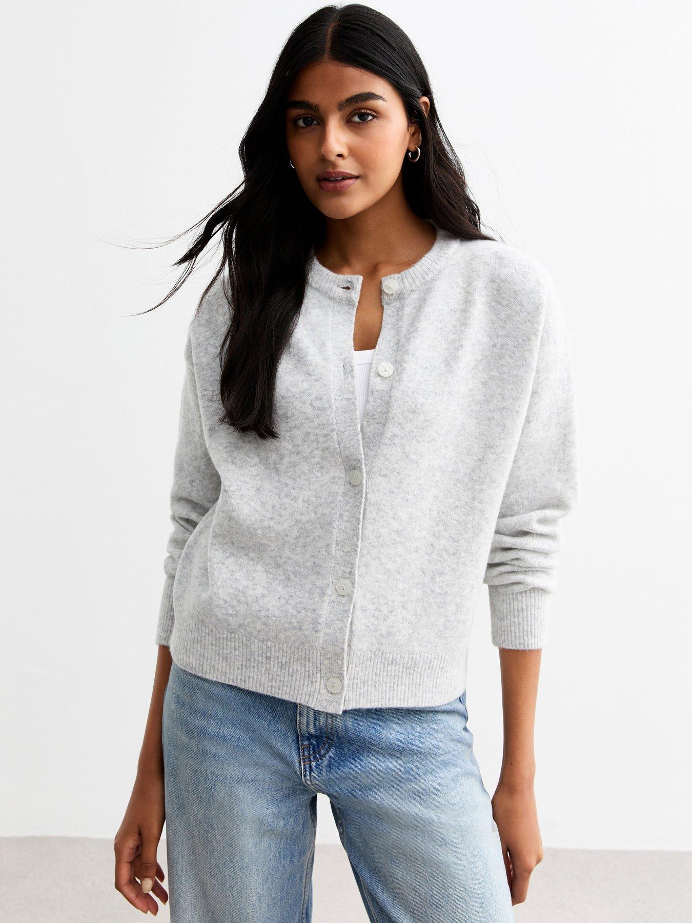 new-look-light-grey-soft-knit-crew-neck-cardigan