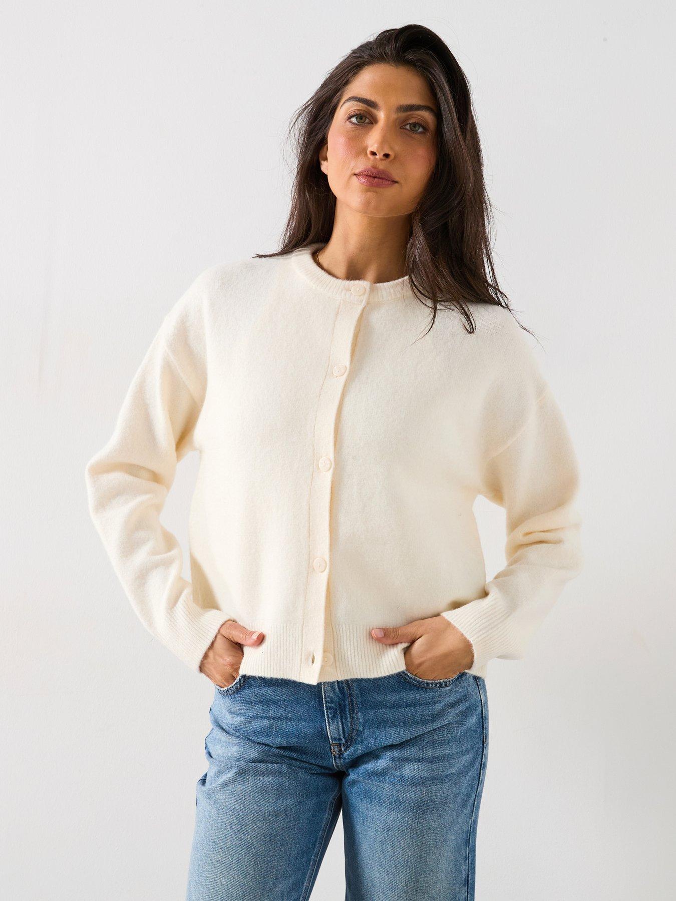 new-look-cream-soft-knit-crew-neck-cardigan