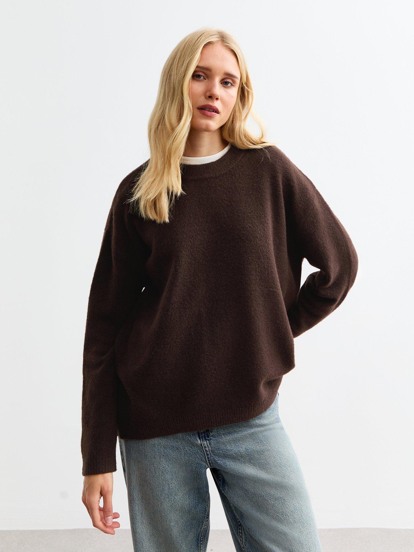 new-look-brown-oversized-knitted-jumper