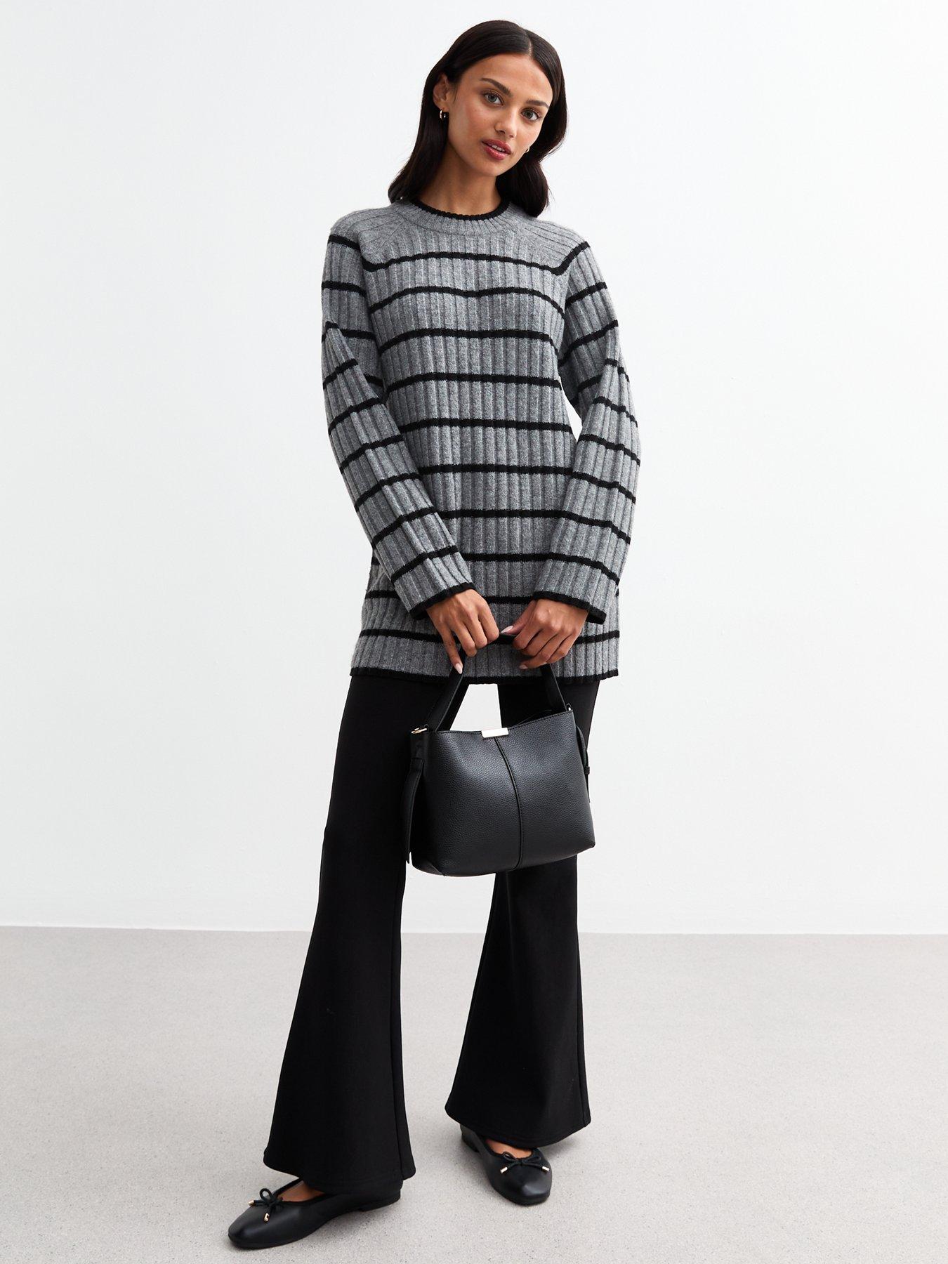 new-look-striped-ribbed-knit-long-raglan-jumper-greymultiback