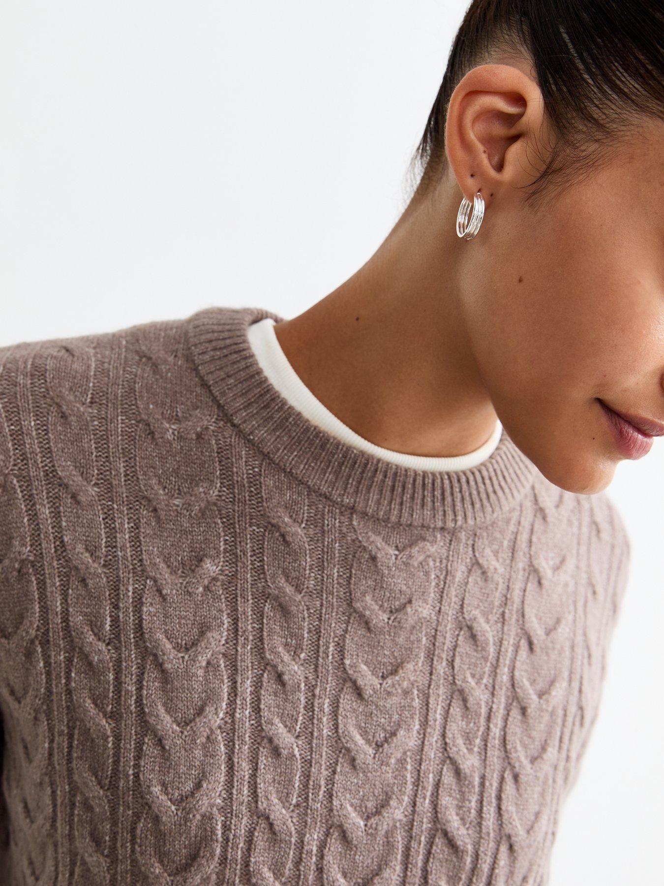 New Look Crew Neck Cable Knit Jumper Light Brown Very Ireland