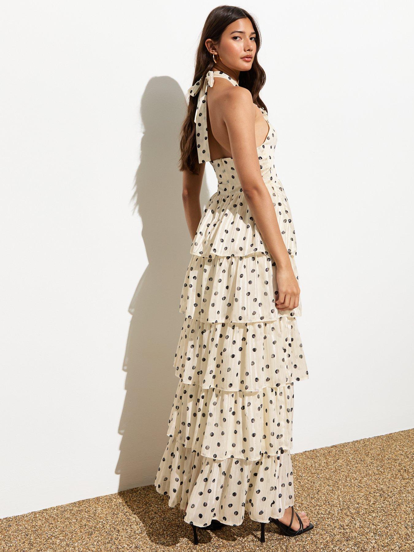 new-look-white-spot-print-tiered-halter-neck-maxi-dressstillFront