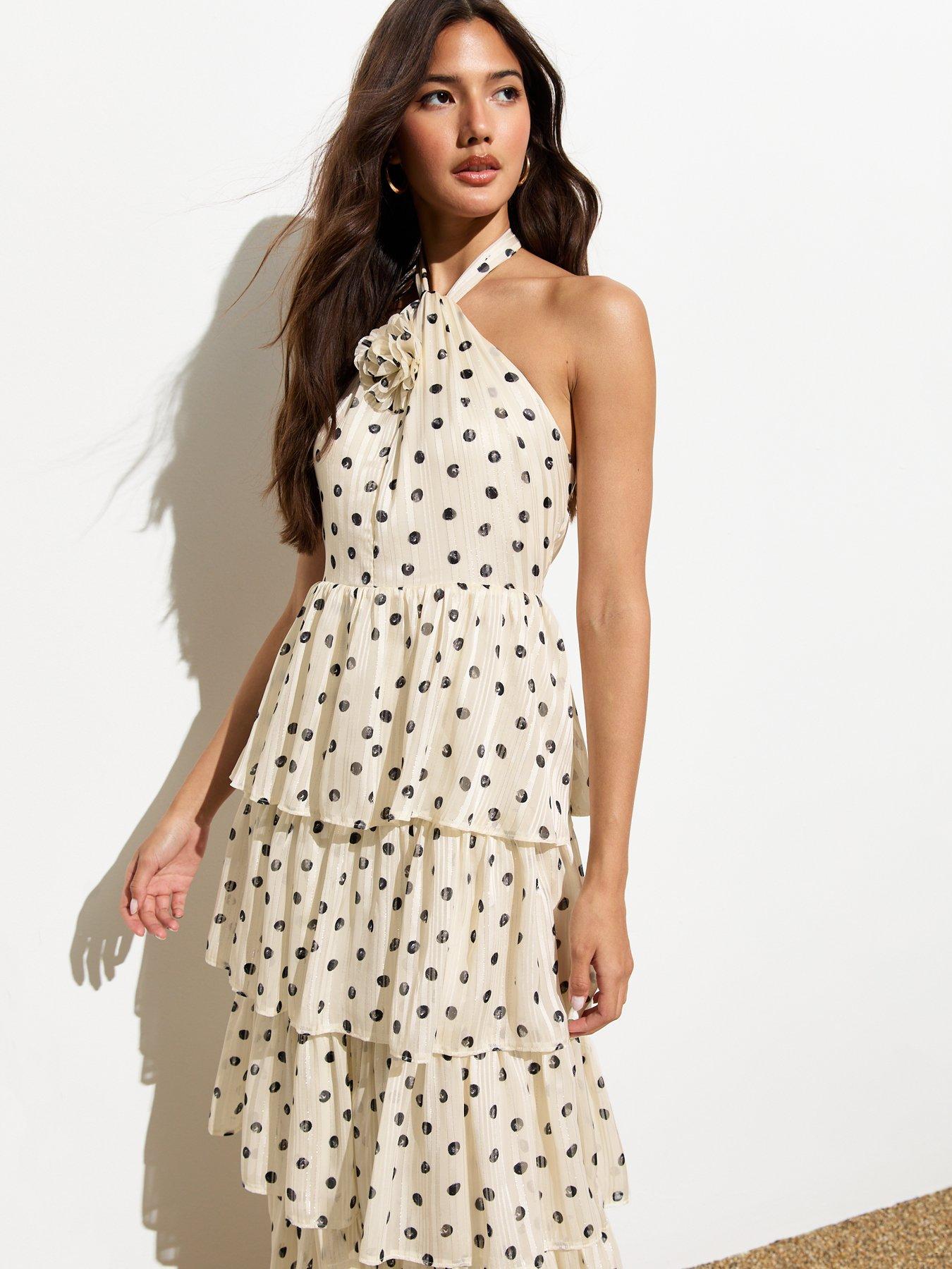 new-look-white-spot-print-tiered-halter-neck-maxi-dressback