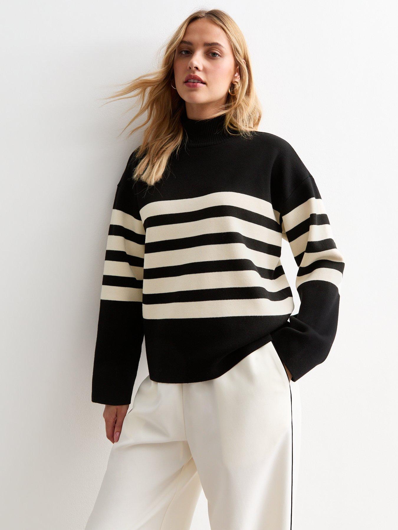 new-look-compact-knit-striped-jumper-blackmulti