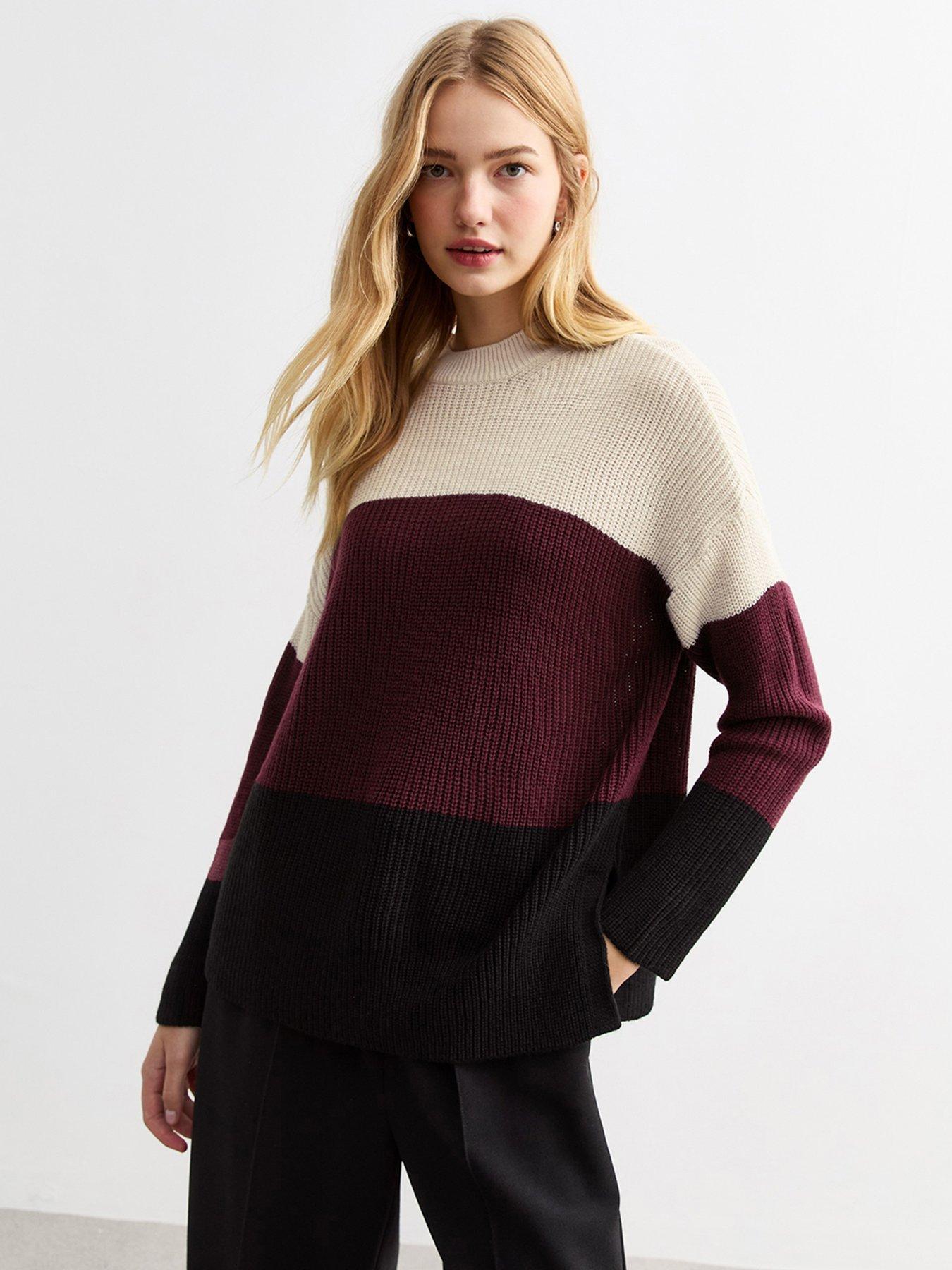 new-look-colour-block-split-hem-jumper-multi