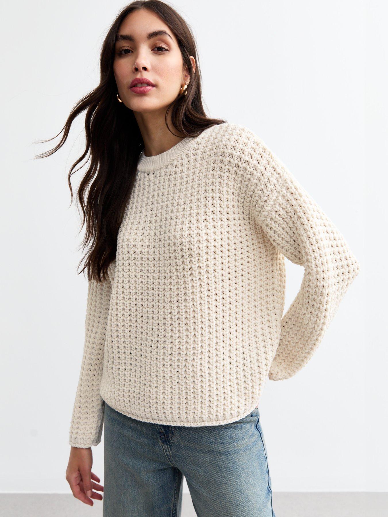 new-look-moss-stitch-crew-neck-jumper-off-white