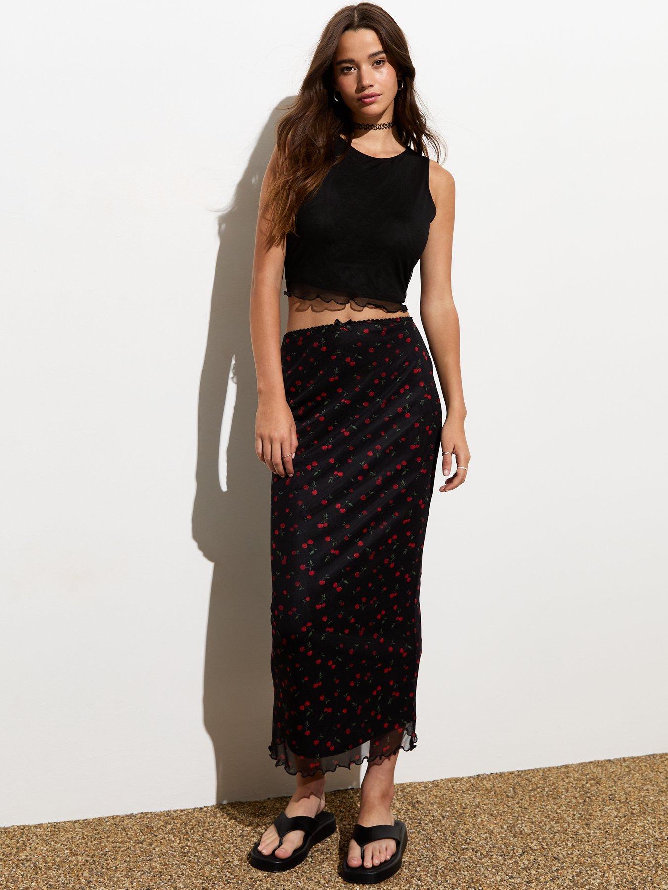 new-look-black-mesh-cherry-print-midi-skirt