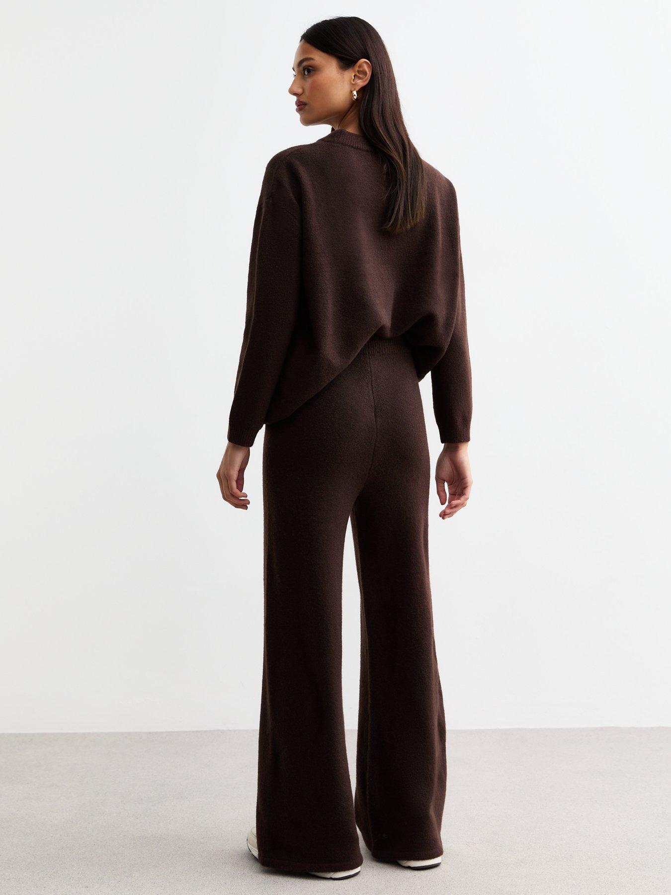 new-look-dark-brown-knit-wide-leg-trousersstillFront