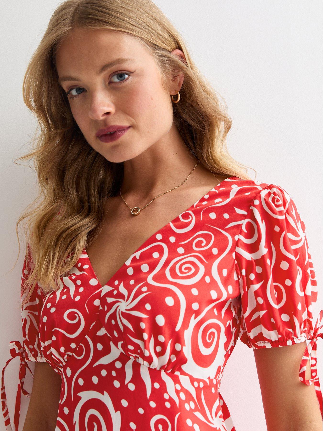 new-look-red-sun-swirl-print-tie-sleeve-mini-dressoutfit