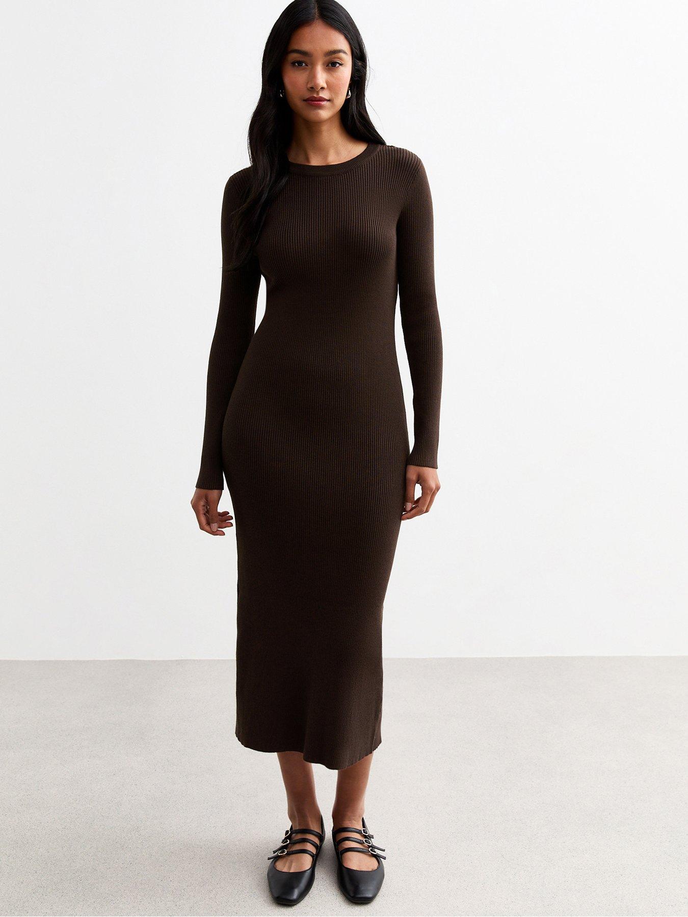 new-look-rib-knit-midi-dress-dark-brown