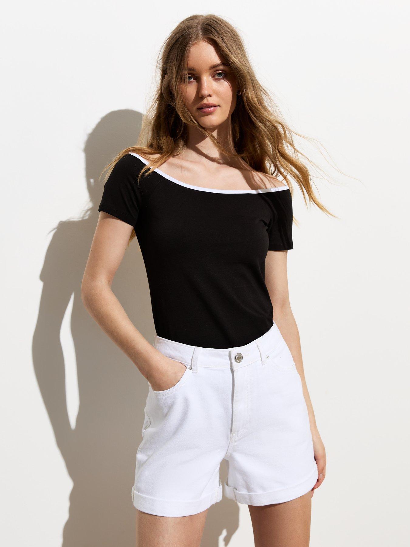 new-look-black-contrast-trim-bardot-top