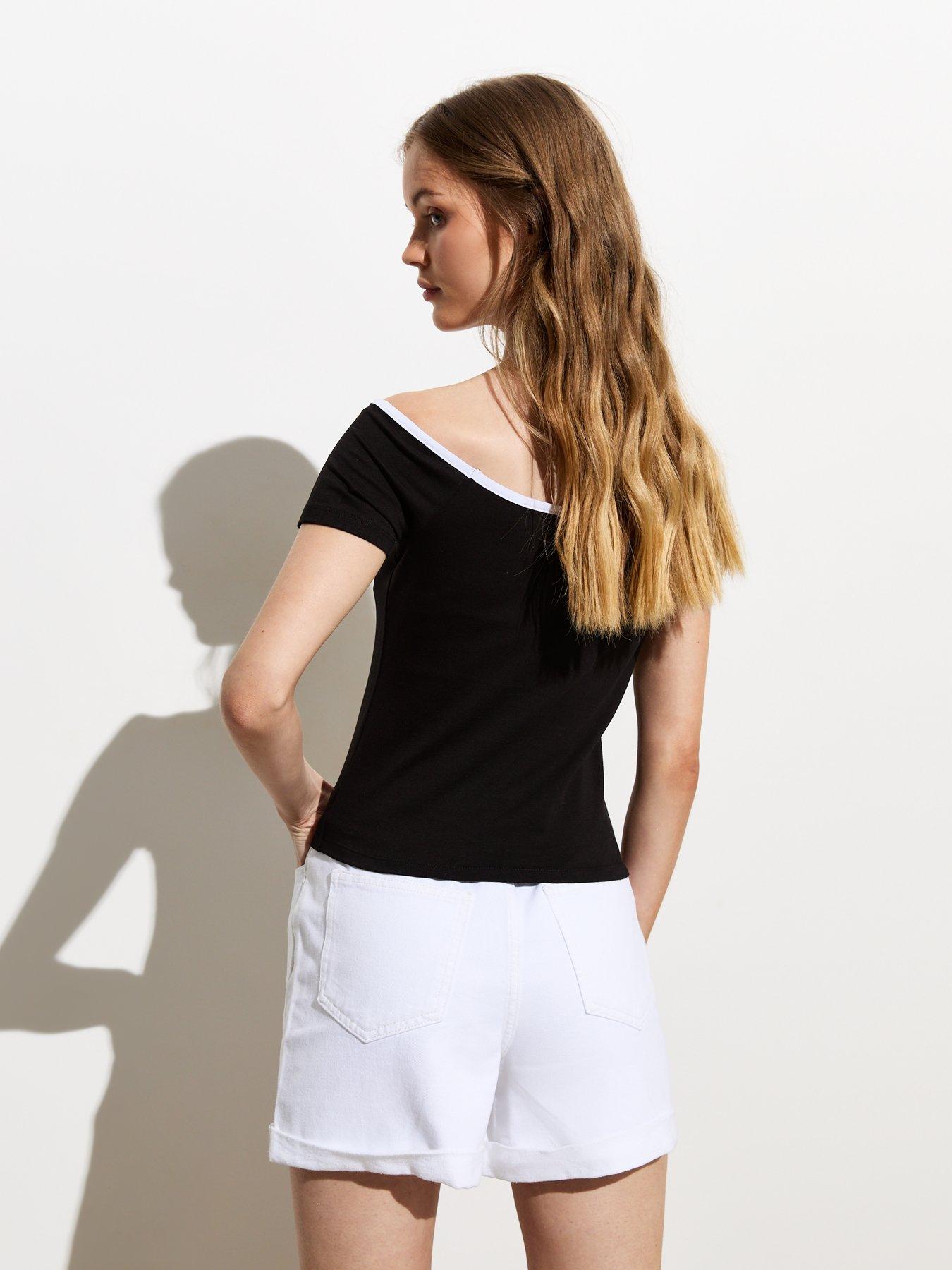 new-look-black-contrast-trim-bardot-topstillFront