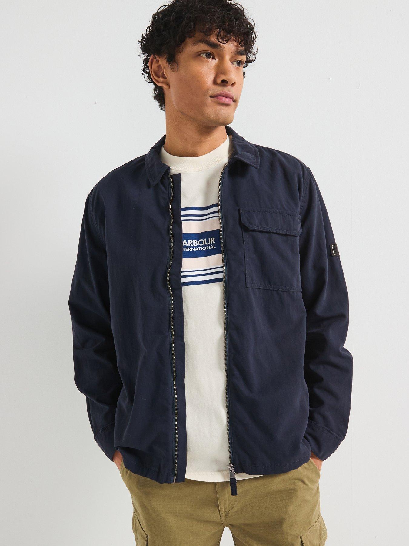 Image of Barbour International Maze Peached Zip Overshirt - Navy
