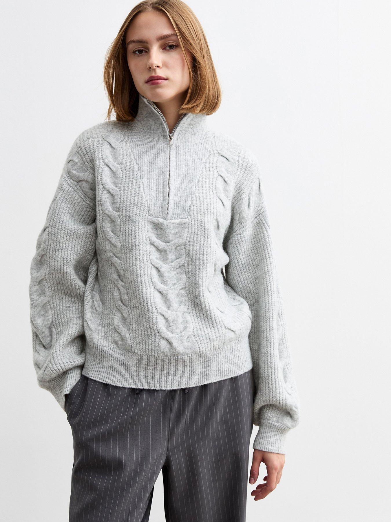 new-look-cable-knit-half-zip-jumper-light-grey