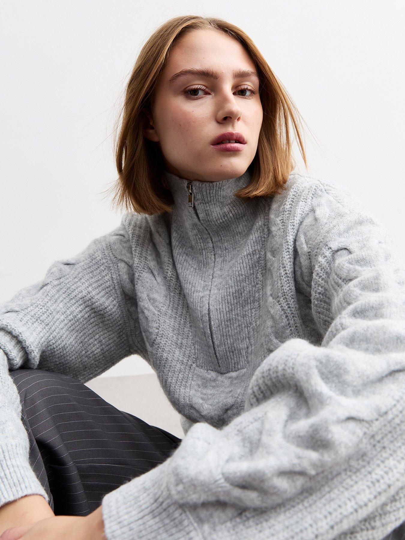 new-look-cable-knit-half-zip-jumper-light-greyoutfit