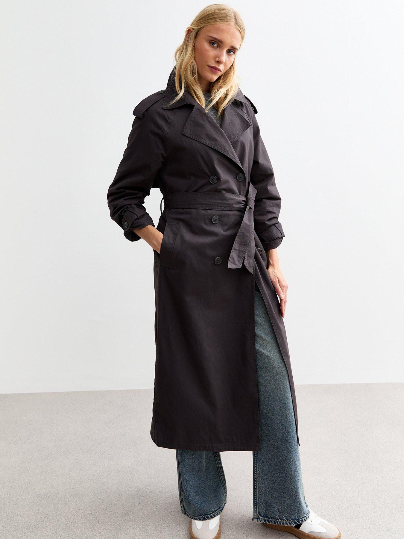 Dark grey trench coat hotsell