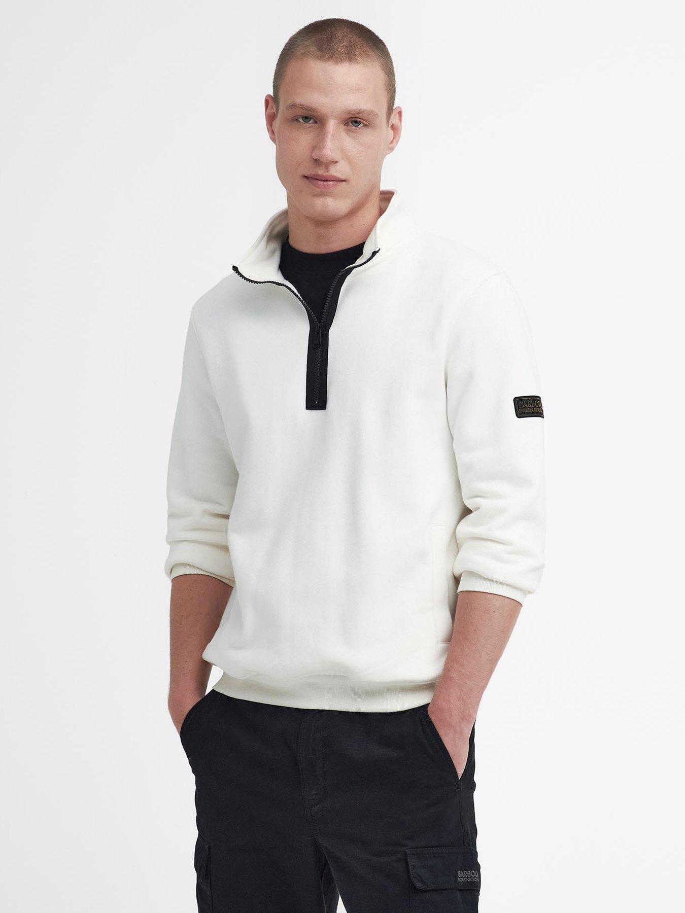 Outline Half Zip Sweat Top Off White