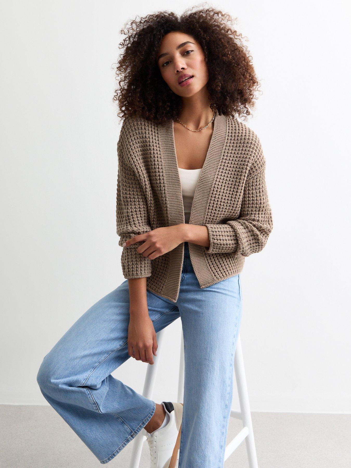 new-look-brown-chunky-knit-open-cardigan