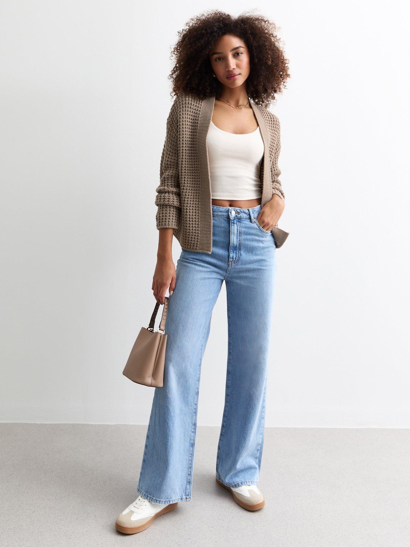 new-look-brown-chunky-knit-open-cardiganback