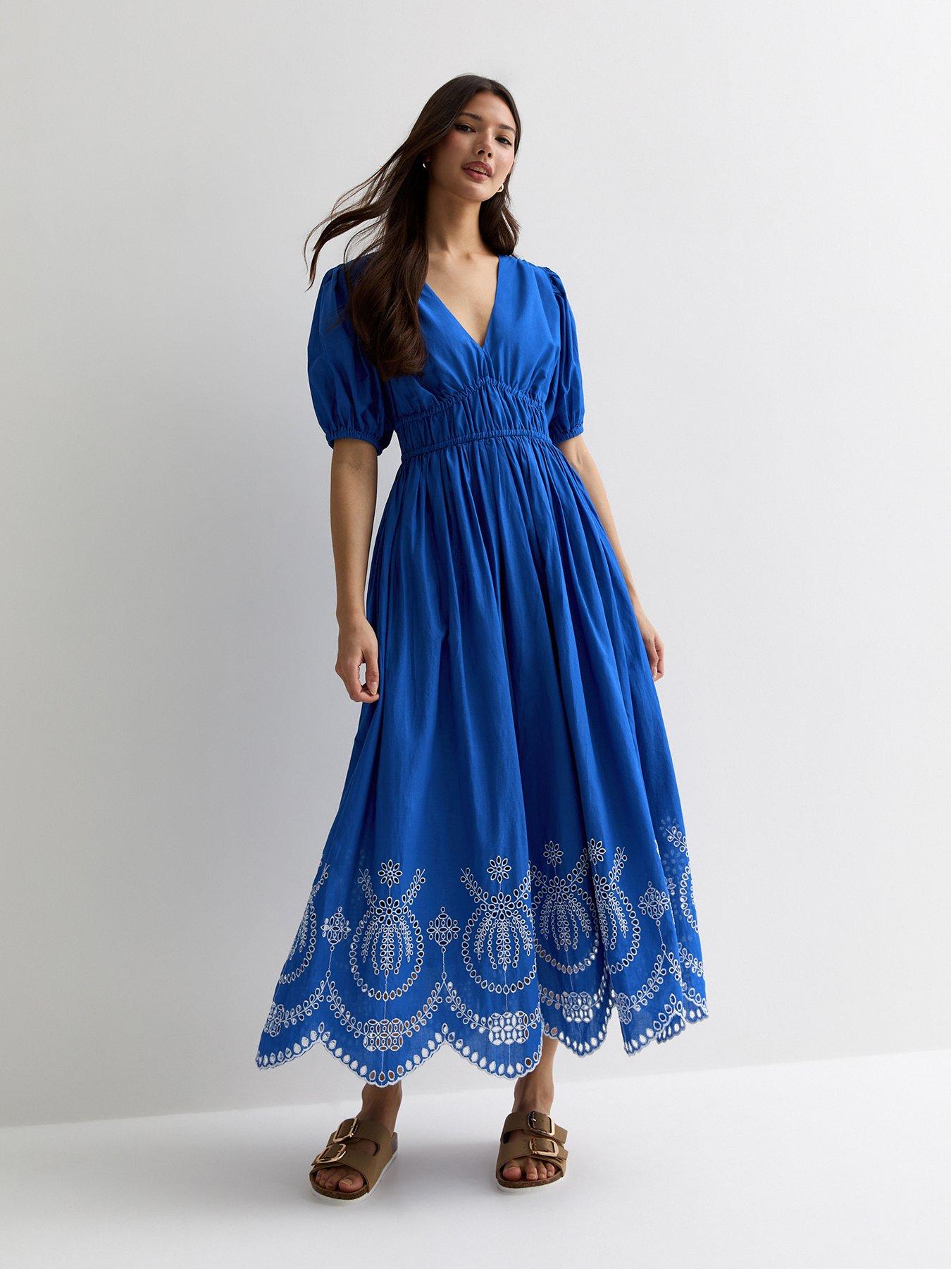 new-look-bright-blue-cotton-broderie-hem-midi-dress