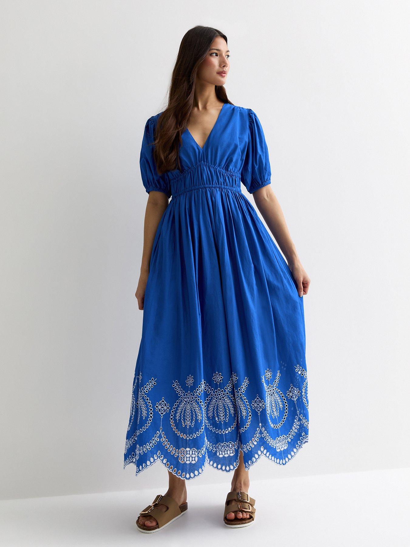 new-look-bright-blue-cotton-broderie-hem-midi-dressback