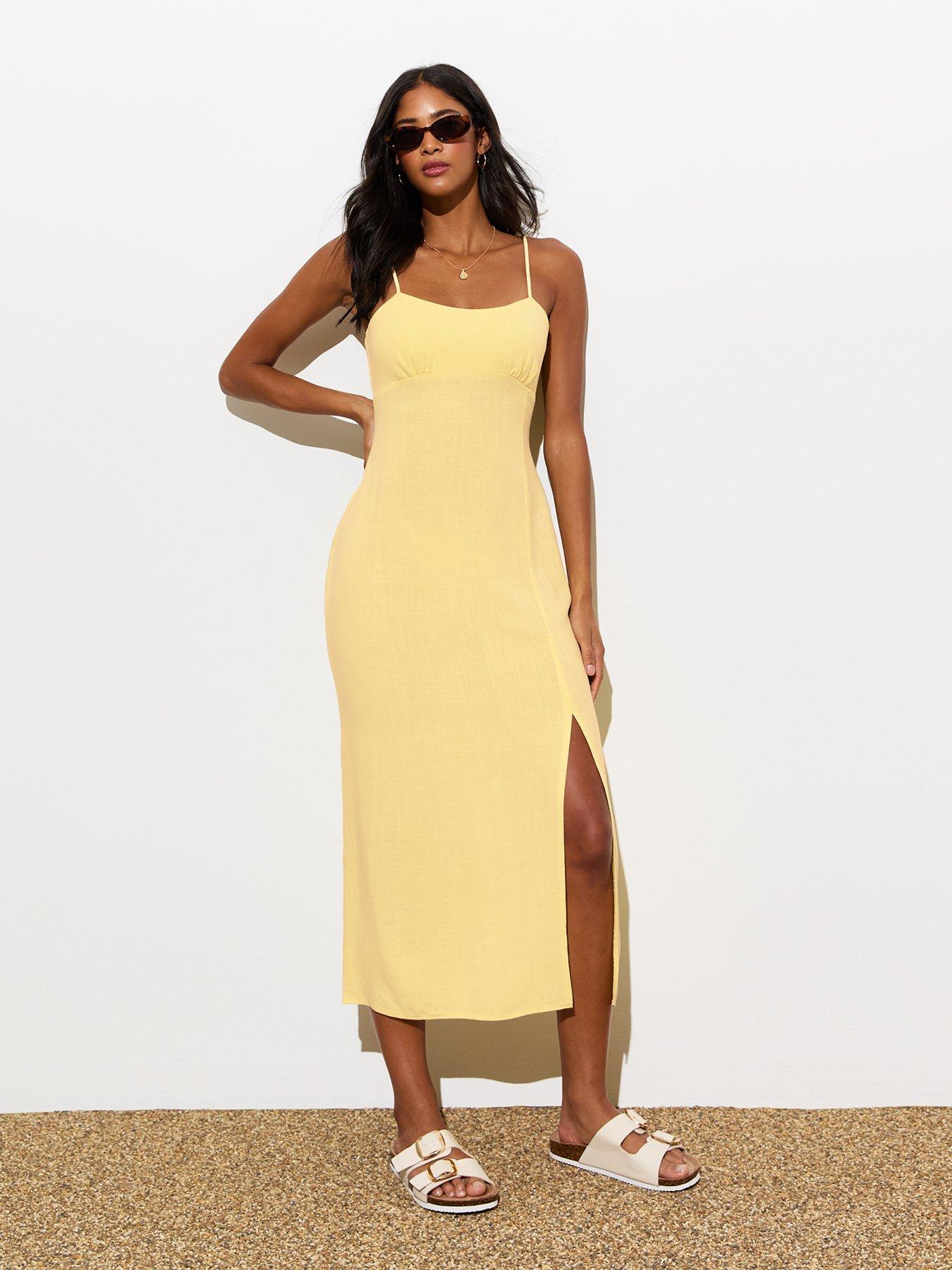 new-look-yellow-split-hem-midi-slip-dressback