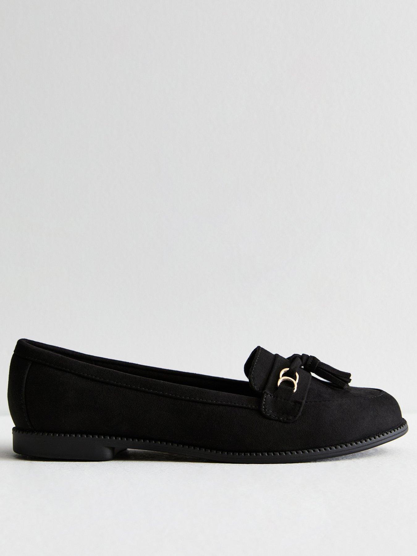 new-look-wide-fit-black-suedette-loafers