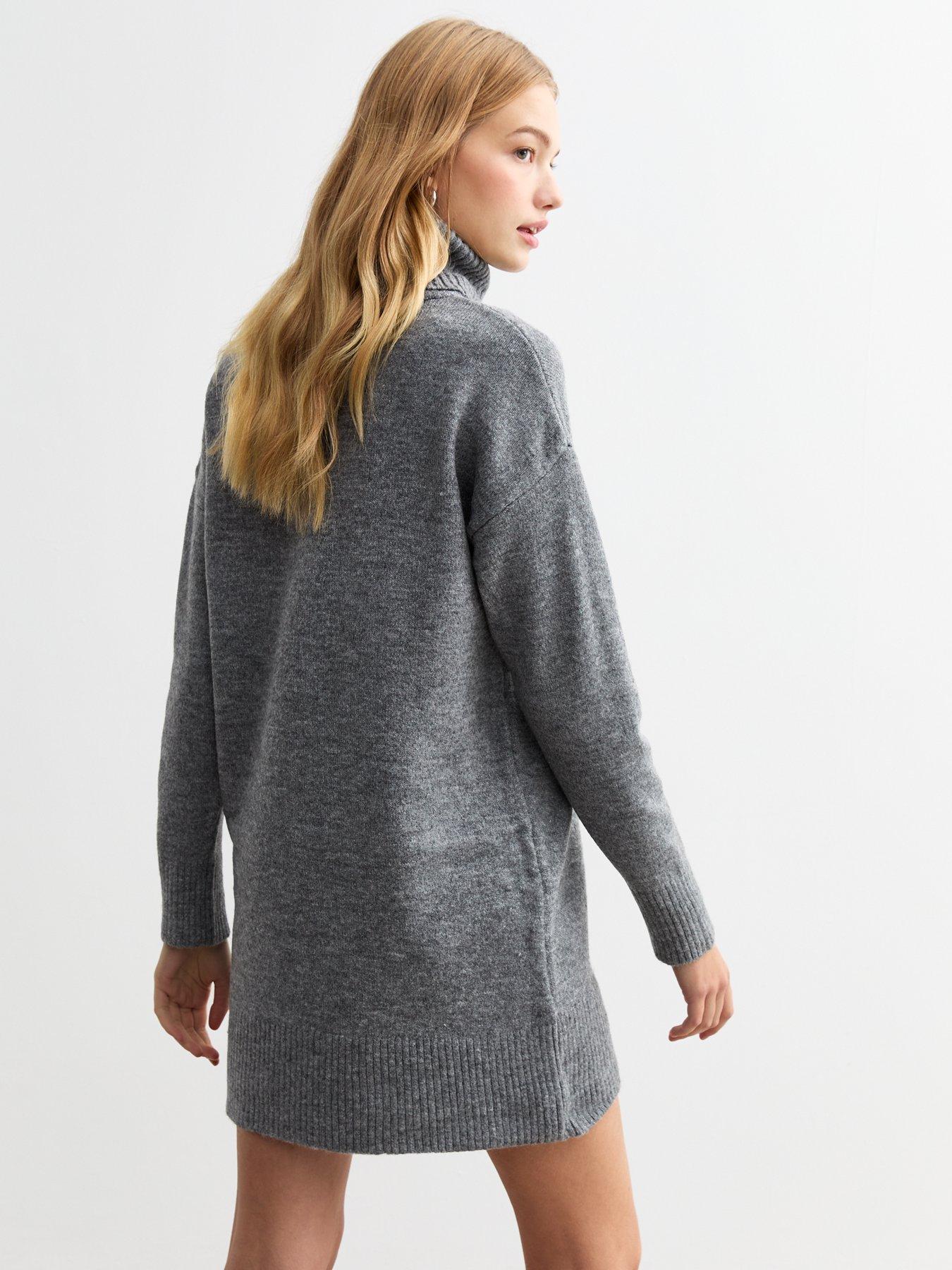 new-look-knit-roll-neck-mini-jumper-dress-greystillFront