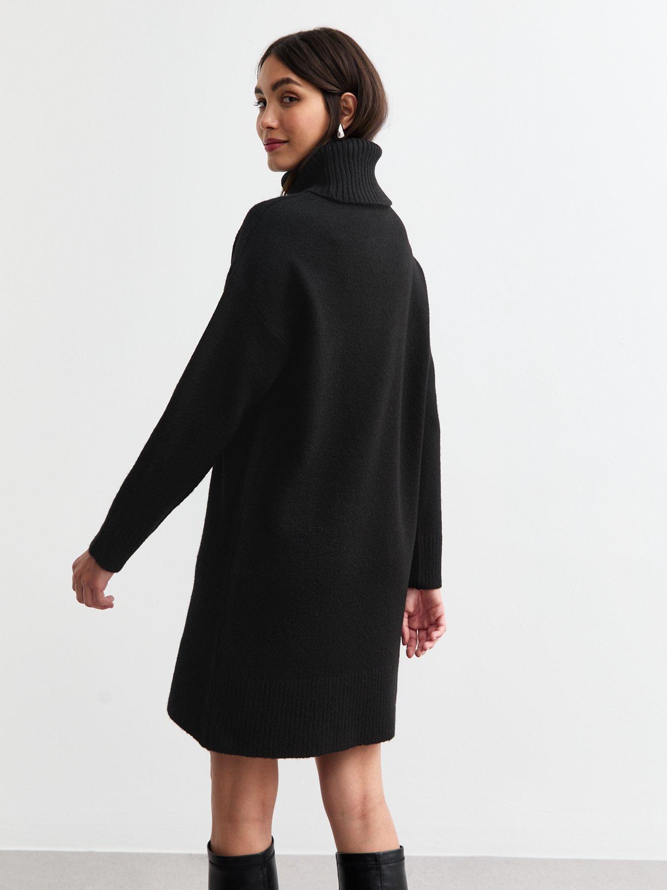 new-look-knit-roll-neck-mini-jumper-dress-blackback