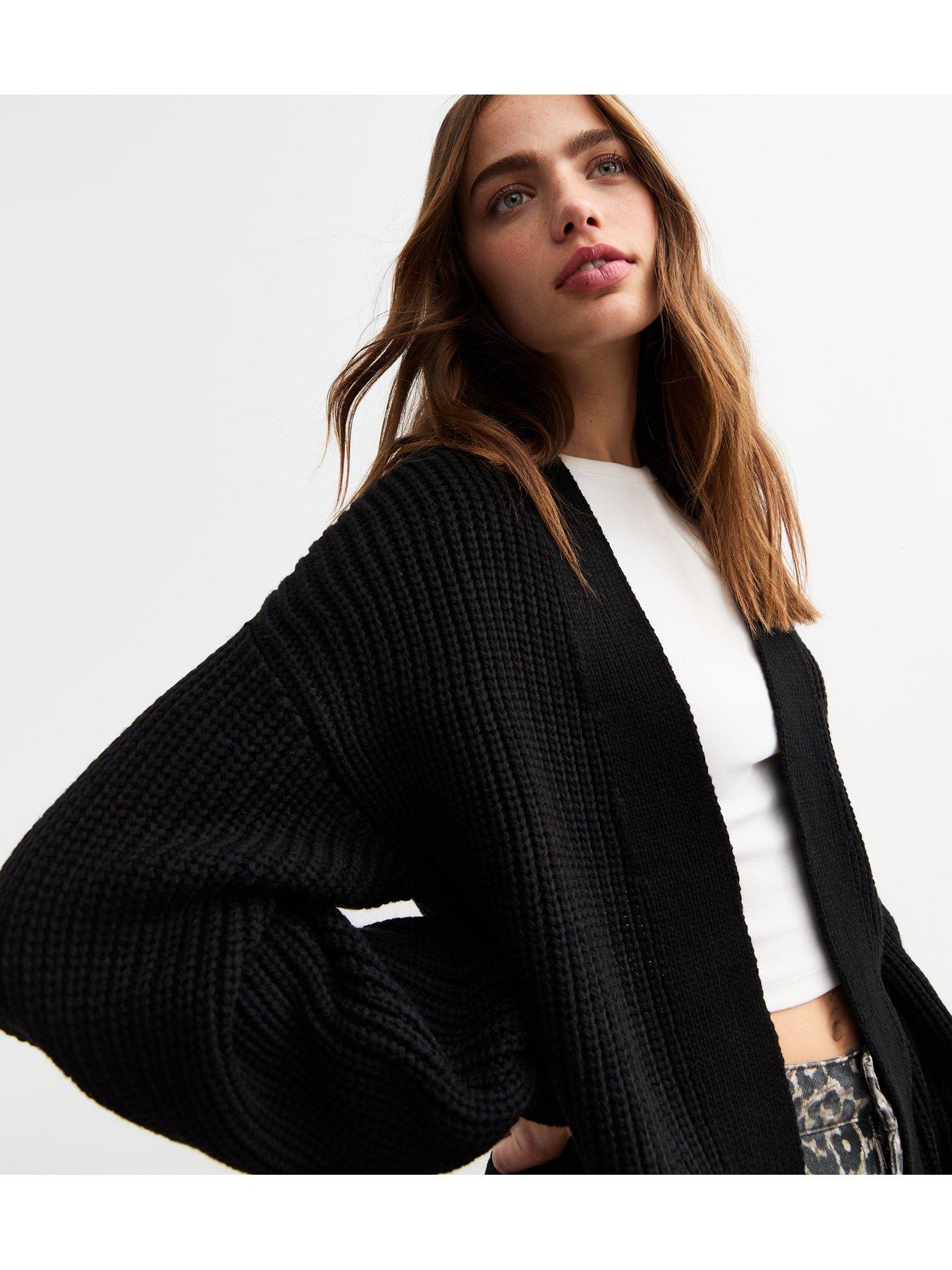 new-look-balloon-sleeve-chunky-knit-cardigan-blackoutfit