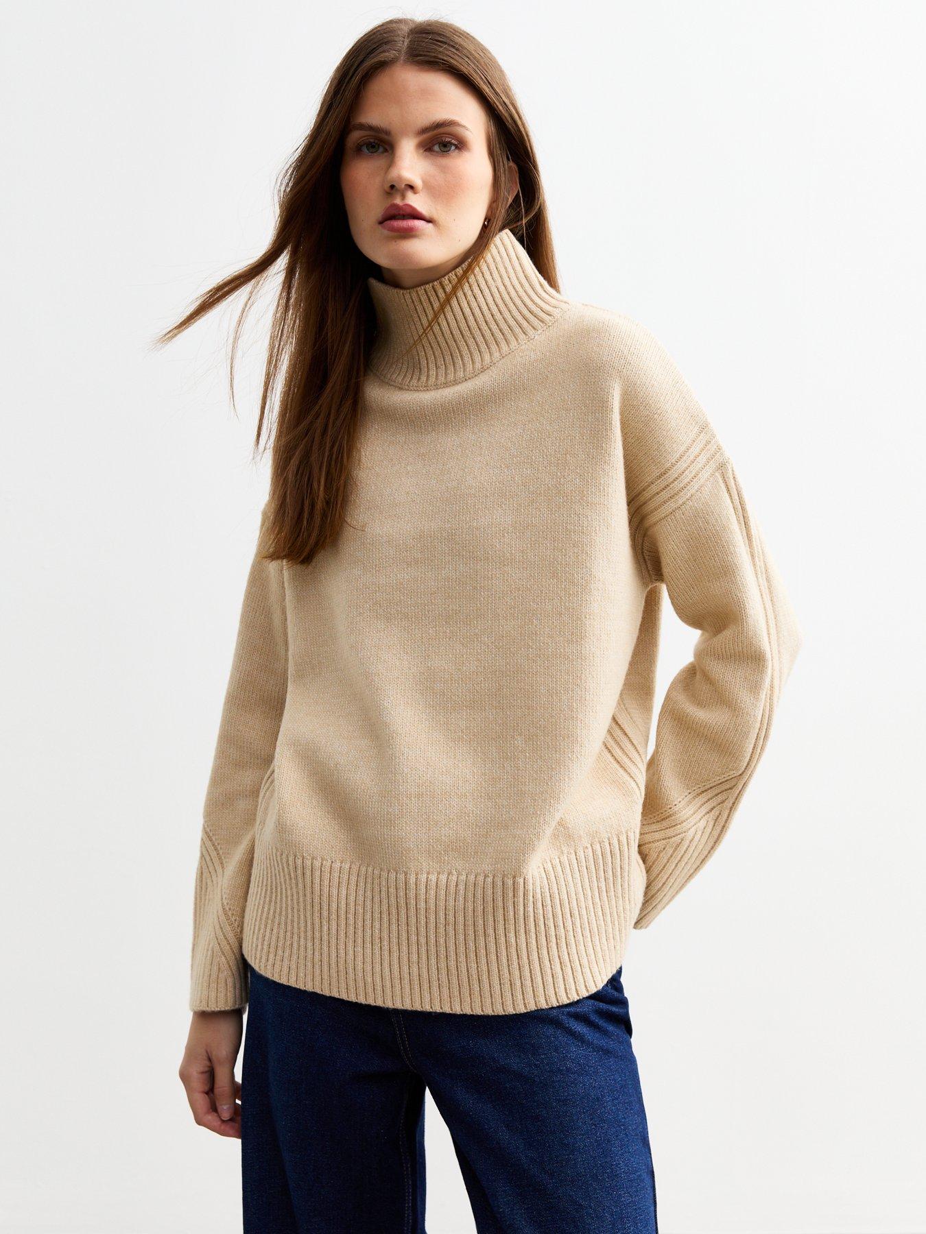 new-look-cream-knitted-oversized-stand-neck-jumperfront