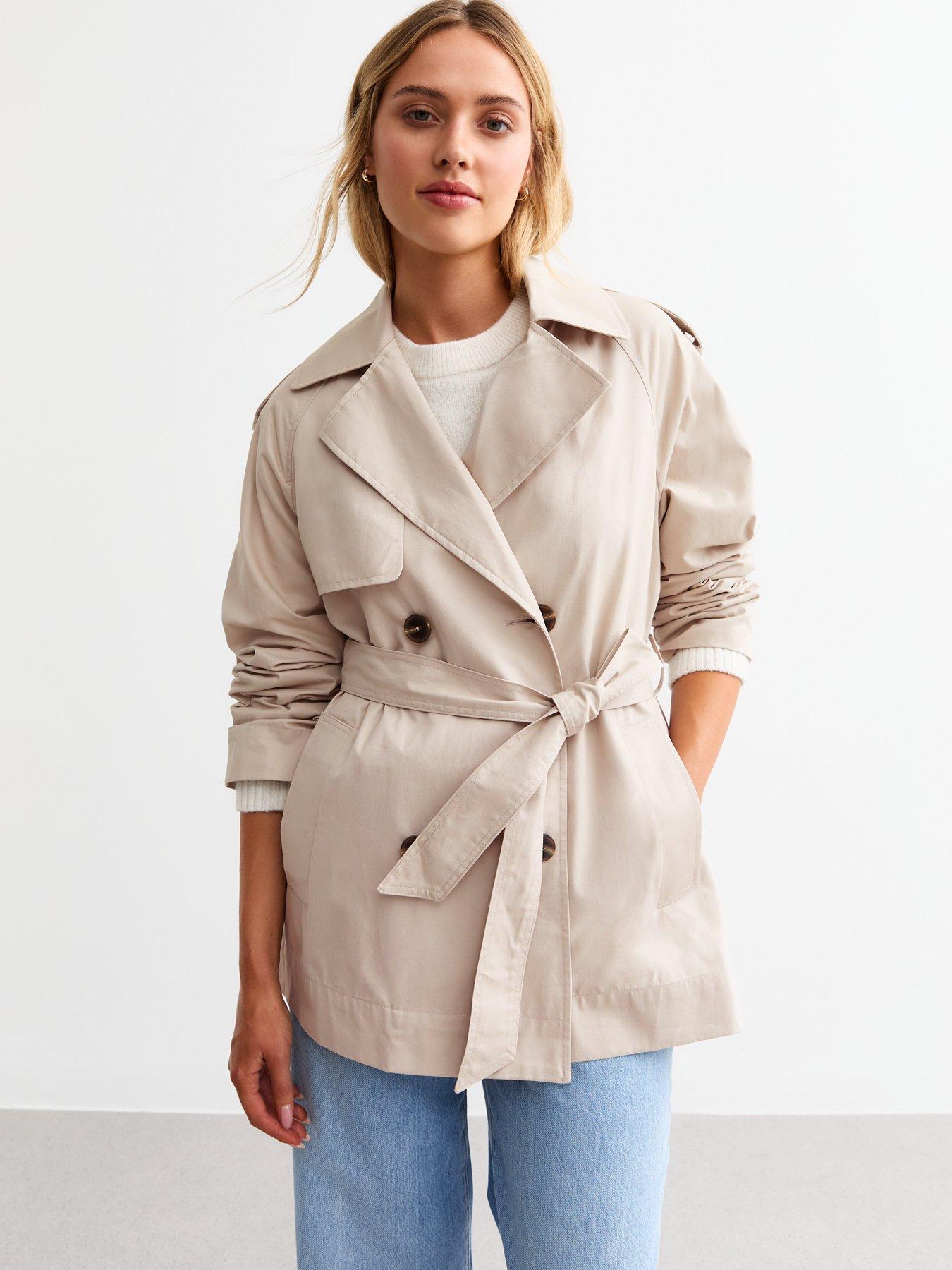 New Look Stone Belted Cotton Short Trench Coat Very Ireland