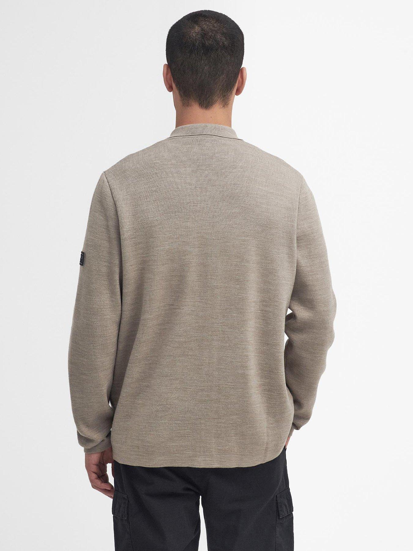 Image 2 of 6 of Barbour International Burley Merino Zip Knitted Cardigan - Beige