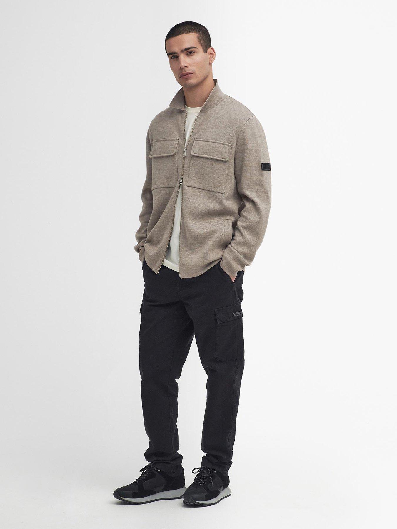 Image 3 of 6 of Barbour International Burley Merino Zip Knitted Cardigan - Beige