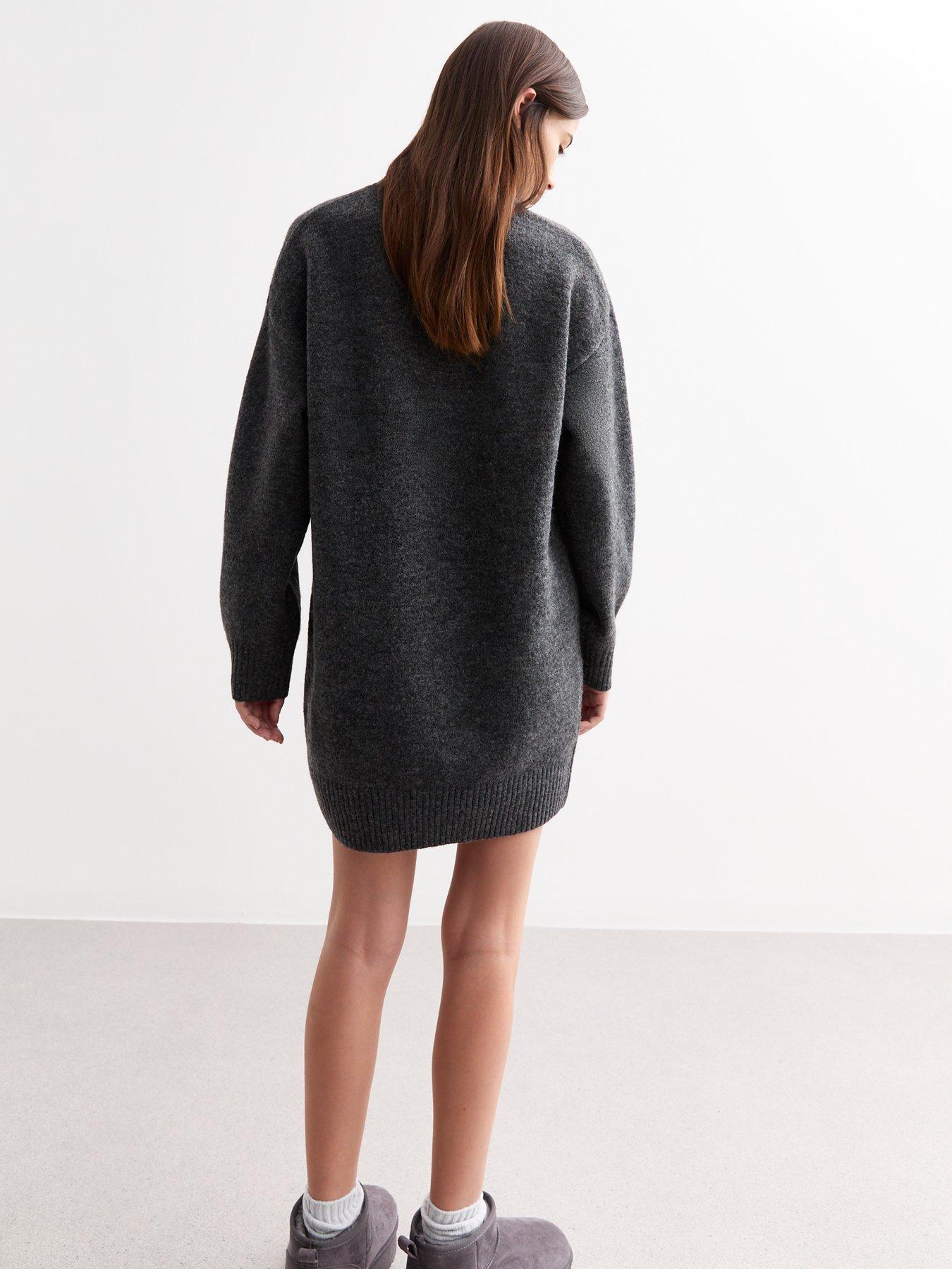 new-look-crew-neck-knitted-mini-dress-greystillFront