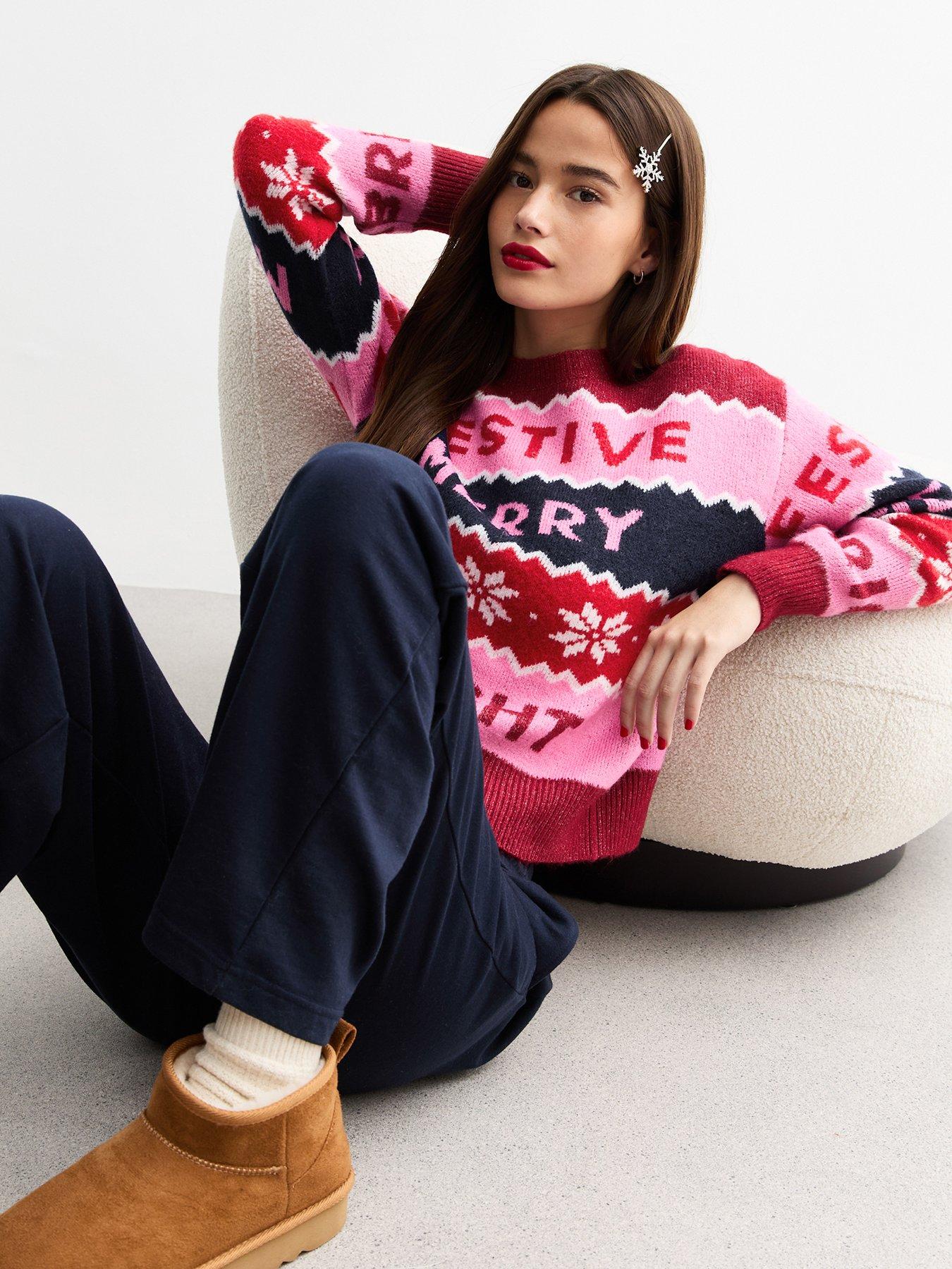 new-look-pink-christmas-soft-knit-patterned-jumper-multidetail