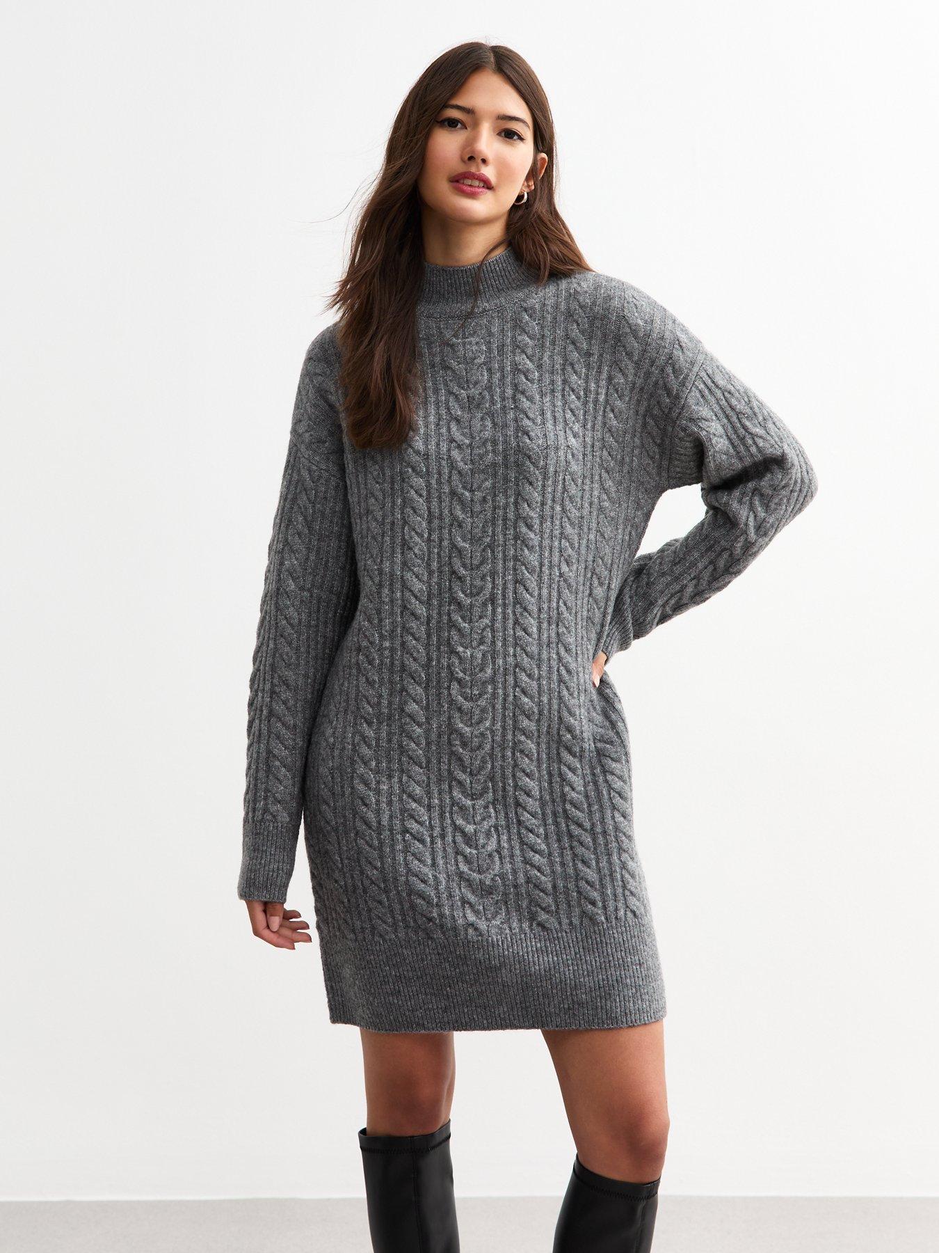 new-look-cable-knit-mini-dress-grey