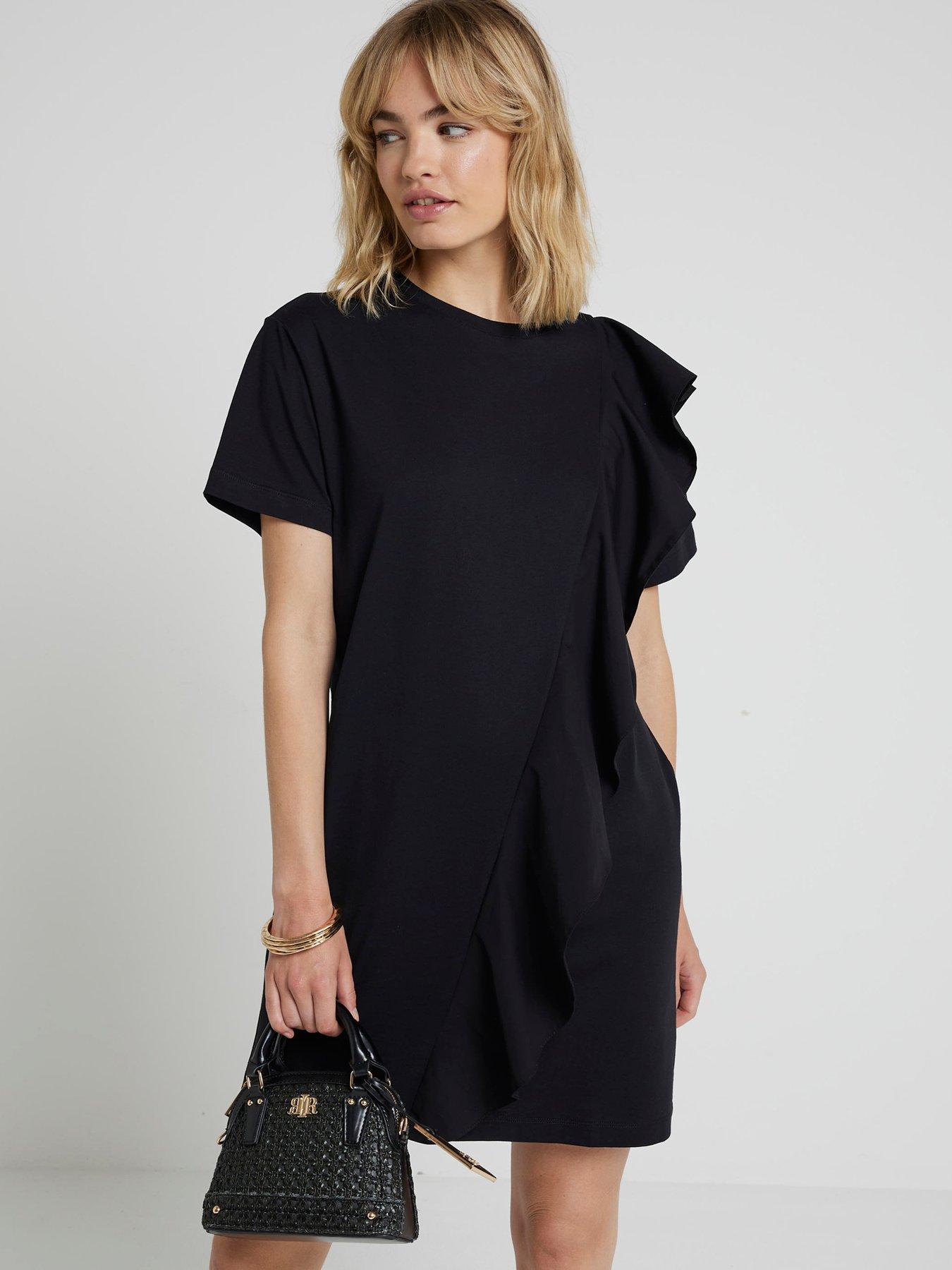 river-island-hybrid-frill-detail-mini-dress-black