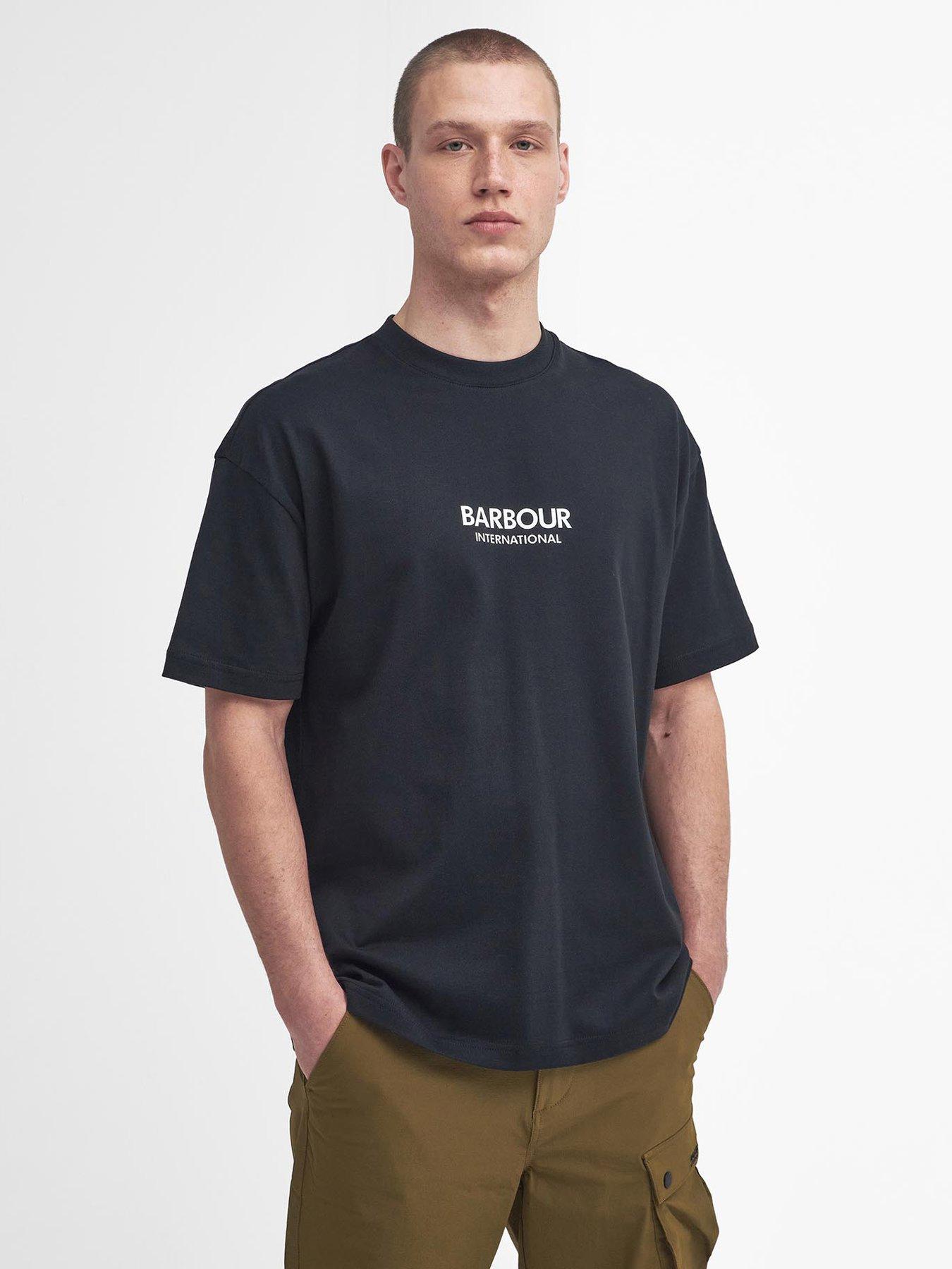 Image 1 of 5 of Barbour International Logo Oversized Formula Short Sleeve T-shirt - Black