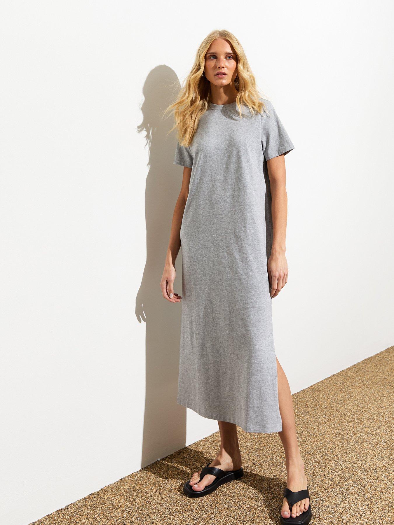 new-look-grey-cotton-split-hem-midi-t-shirt-dressfront