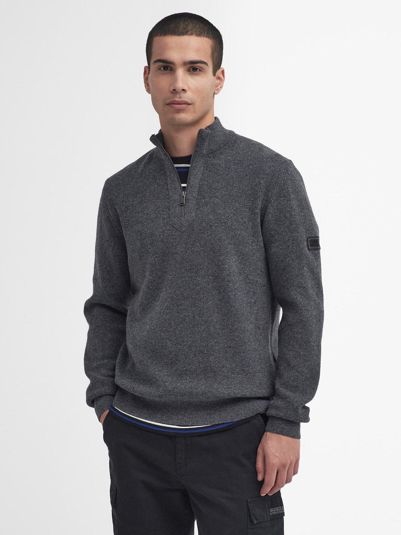 undefined Crawley Half Zip Knitted Jumper- Dark Grey